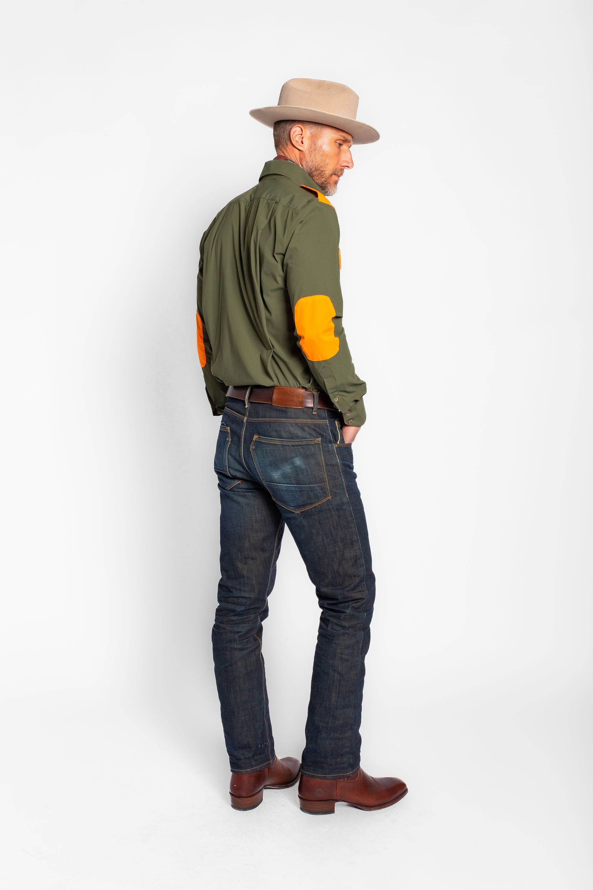 Field Shirt in Green with Blaze Orange