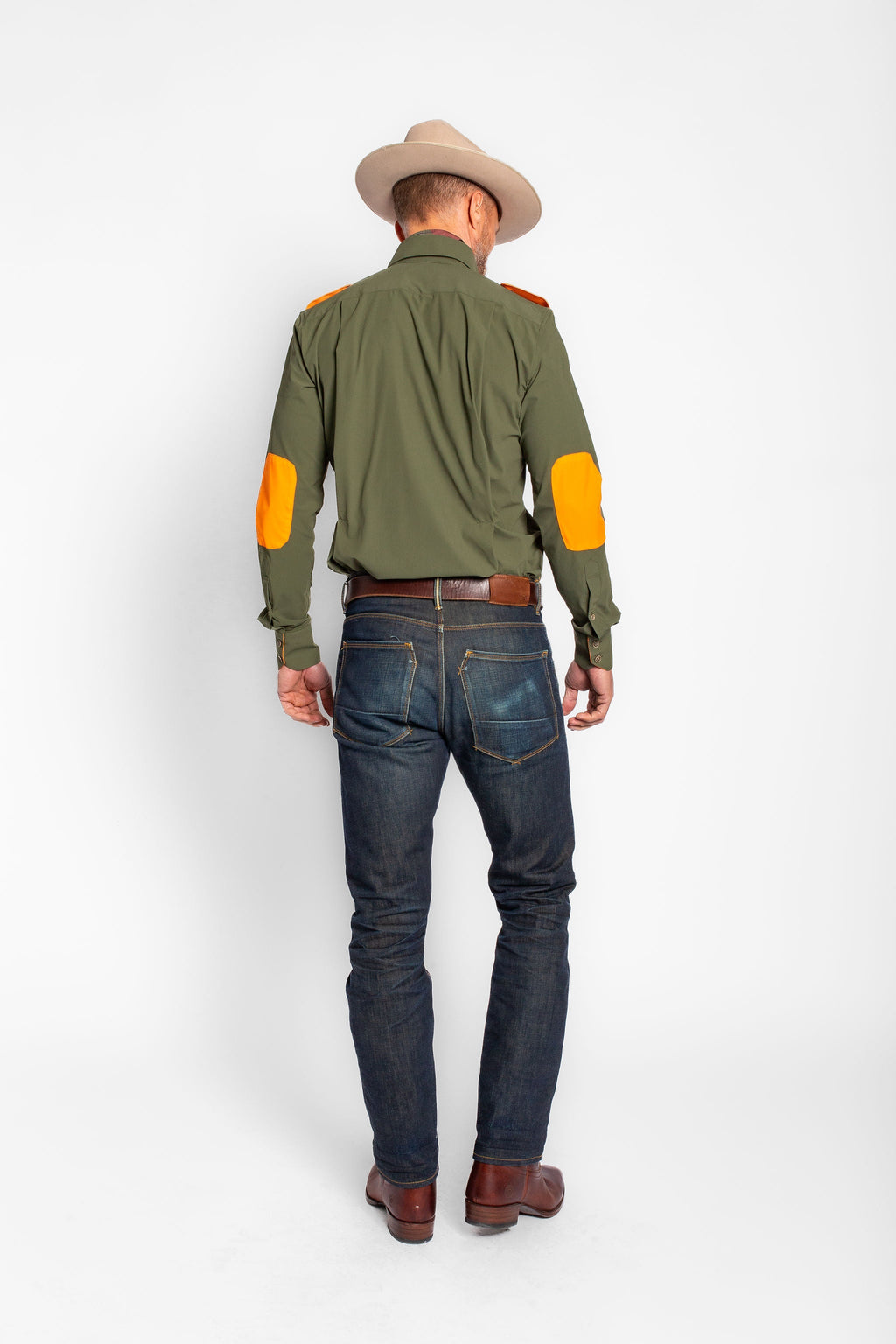 Field Shirt in Green with Blaze Orange