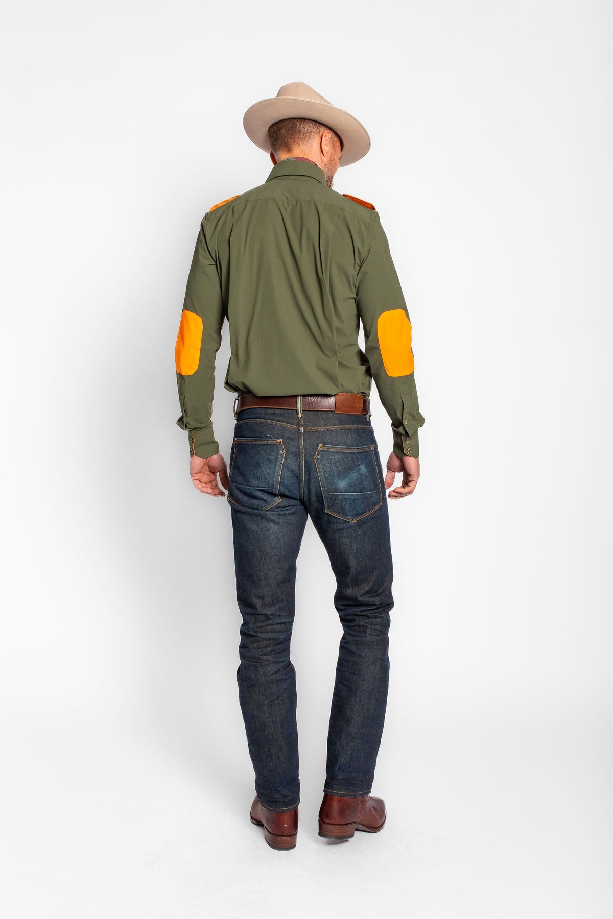 Field Shirt in Green with Blaze Orange
