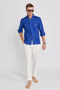 Linen Work Shirt in Cobalt