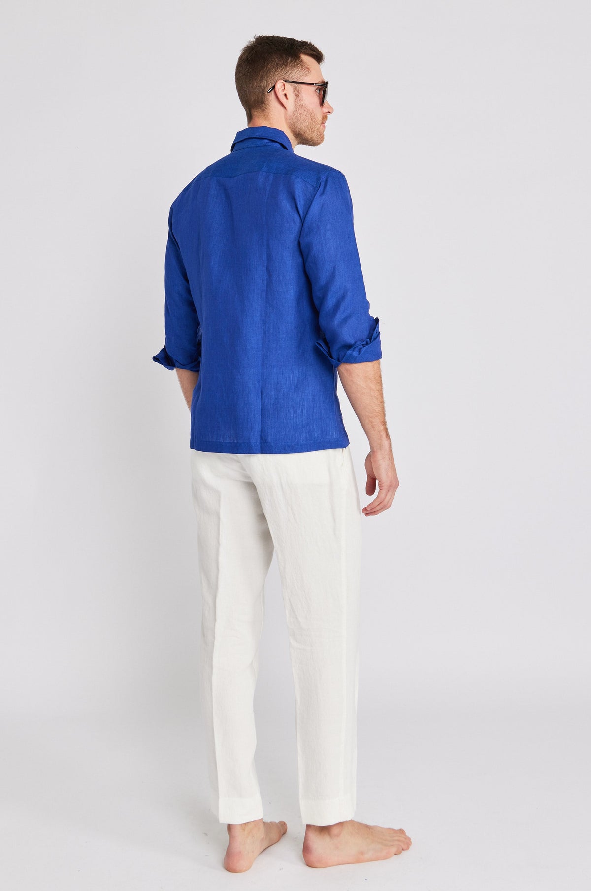 Linen Work Shirt in Cobalt