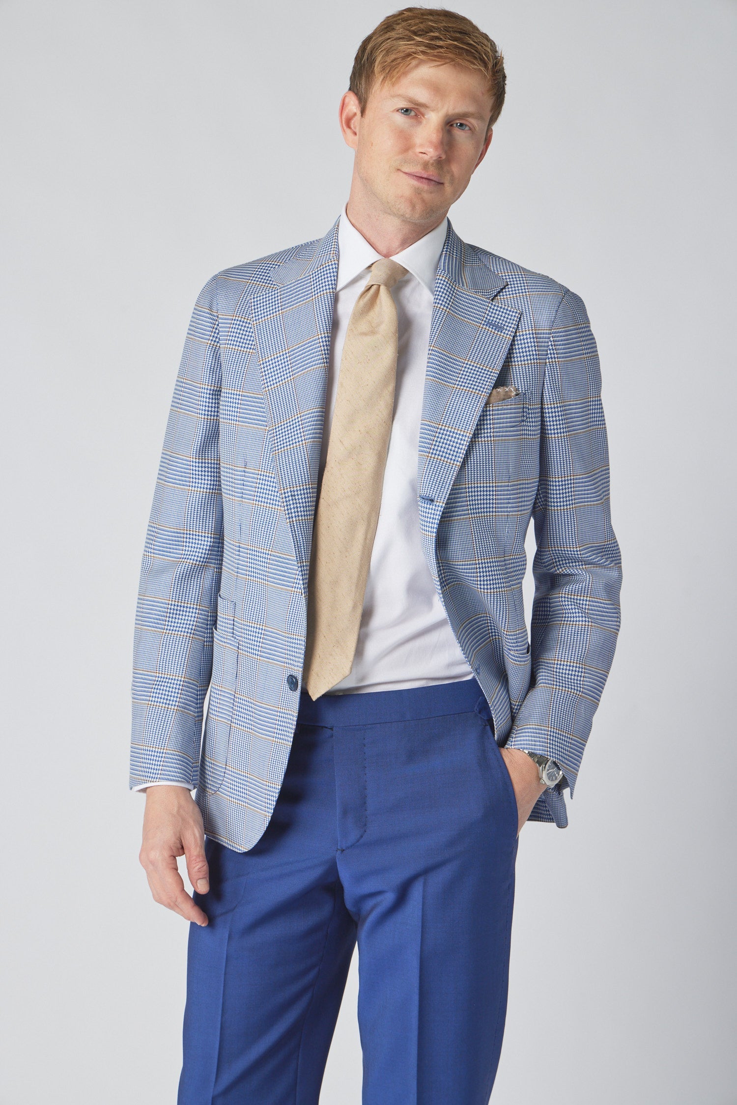 Jacket in Navy Blue Glen Plaid