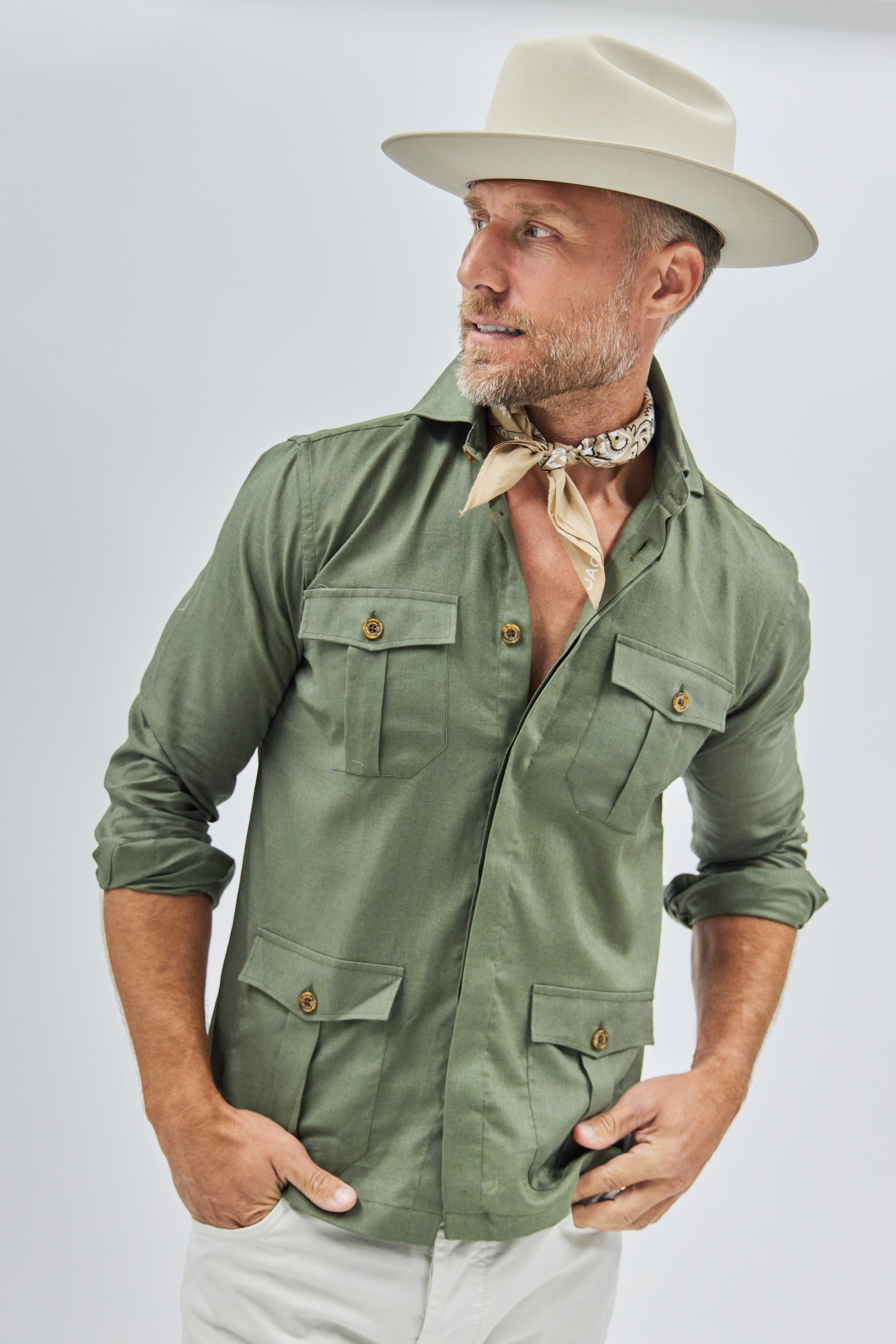 Work Shirt in Dark Olive Linen