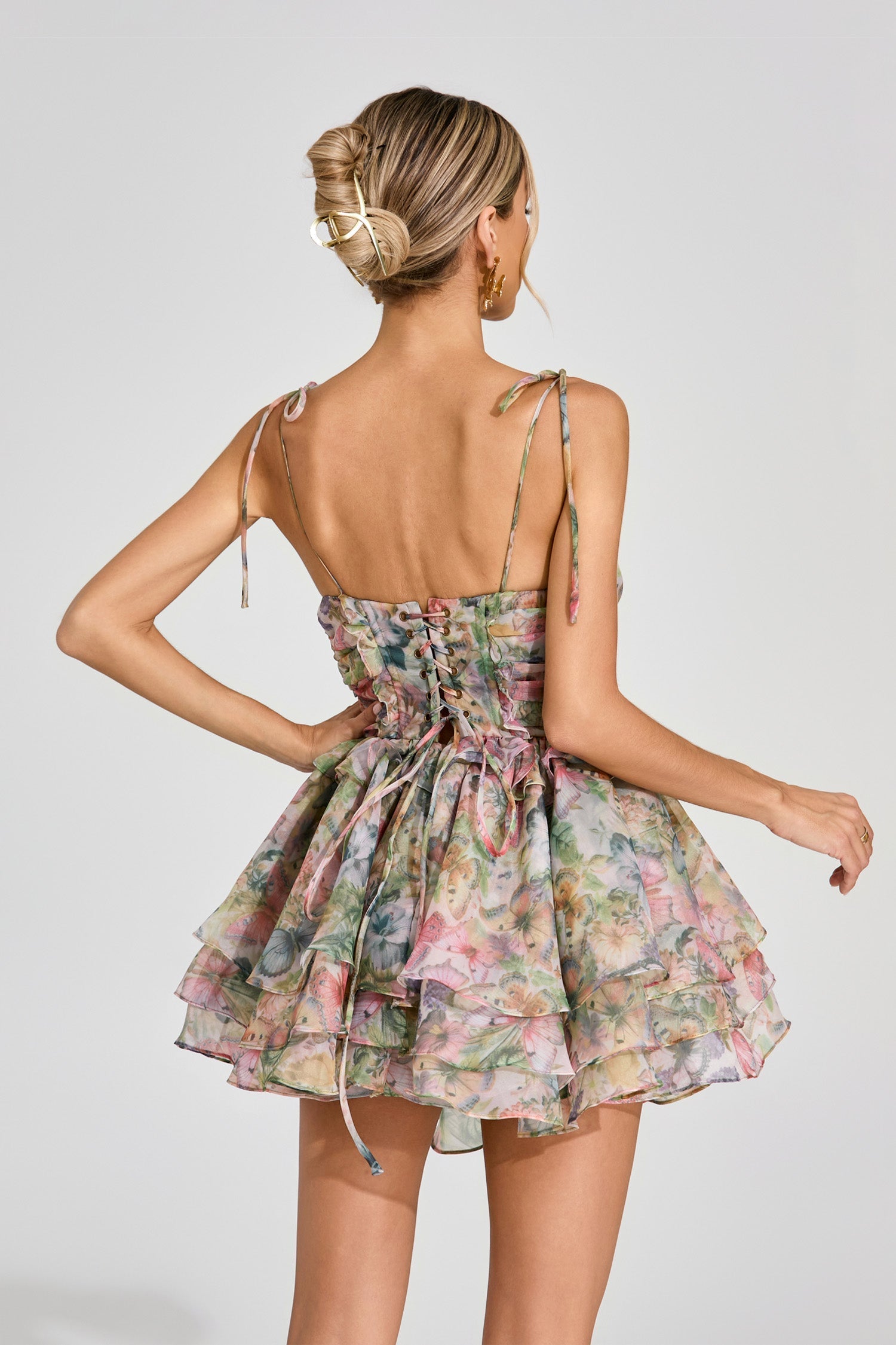Butterfly Print Tie-Up Mini
