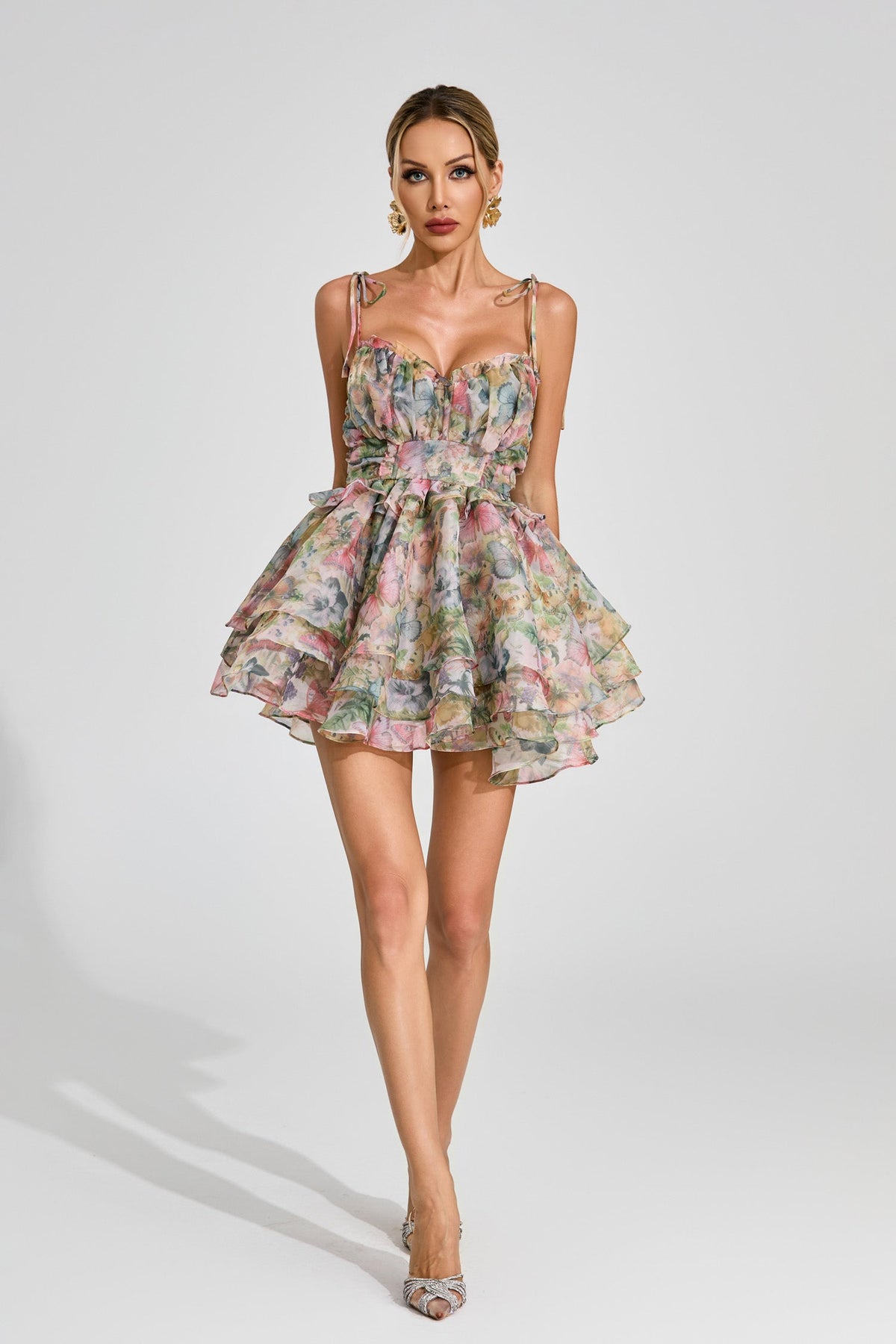 Butterfly Print Tie-Up Mini