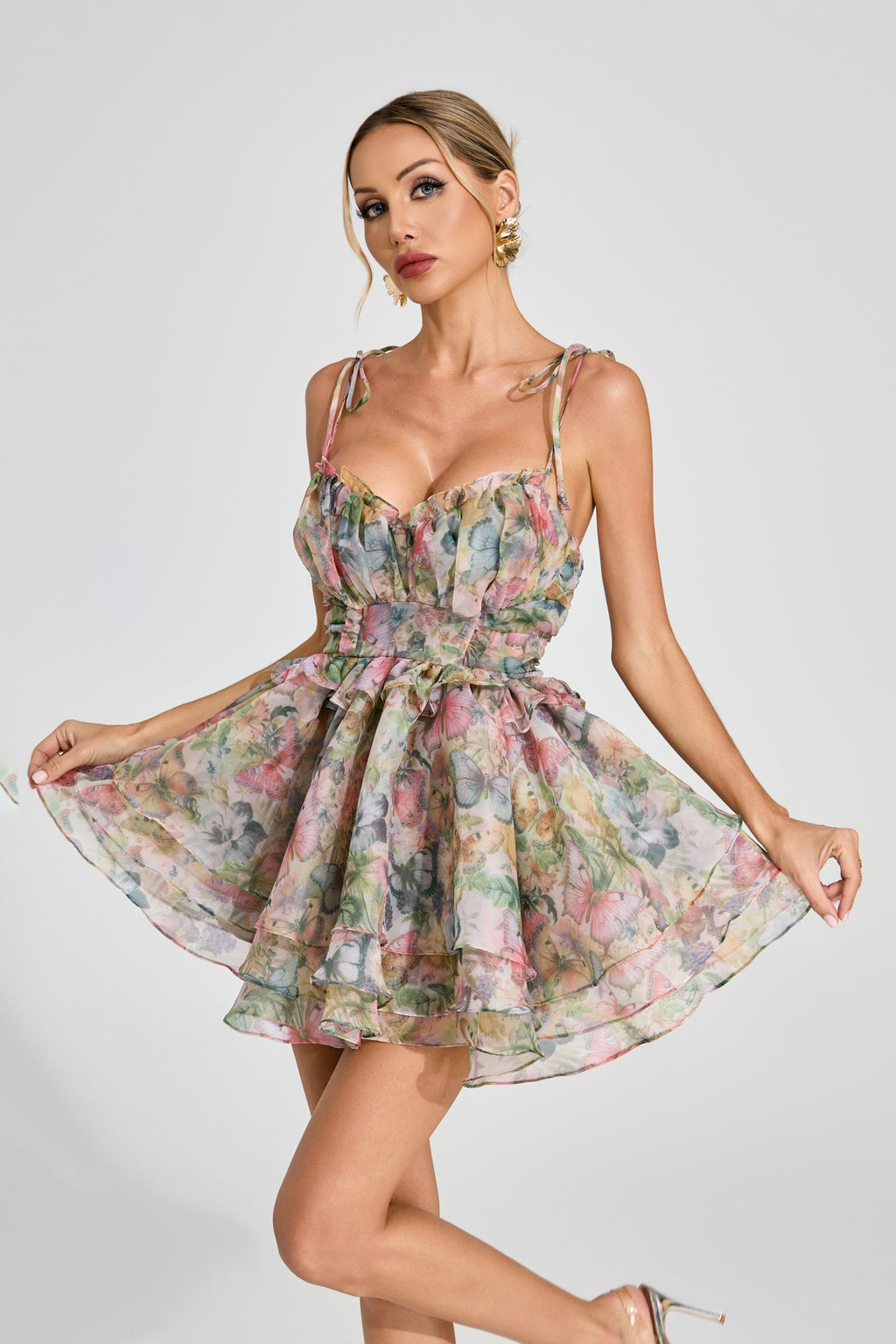 Butterfly Print Tie-Up Mini