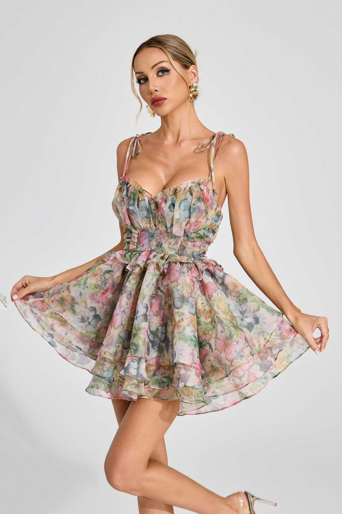 Butterfly Print Tie-Up Mini