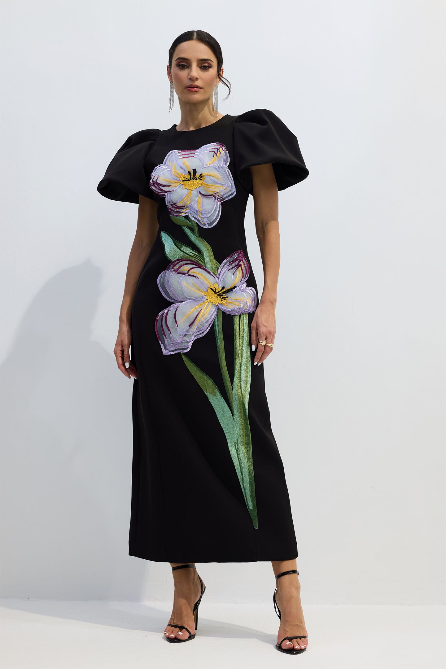 Round Neck 3D Floral Dress