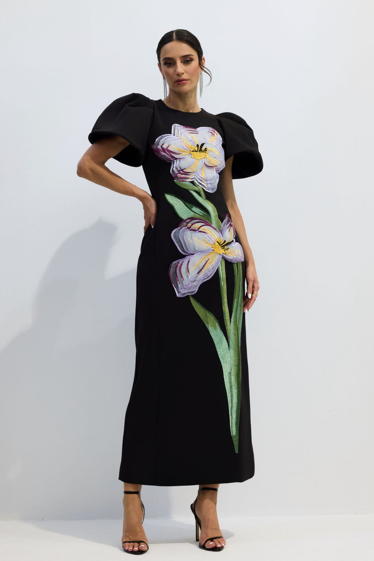 Round Neck 3D Floral Dress