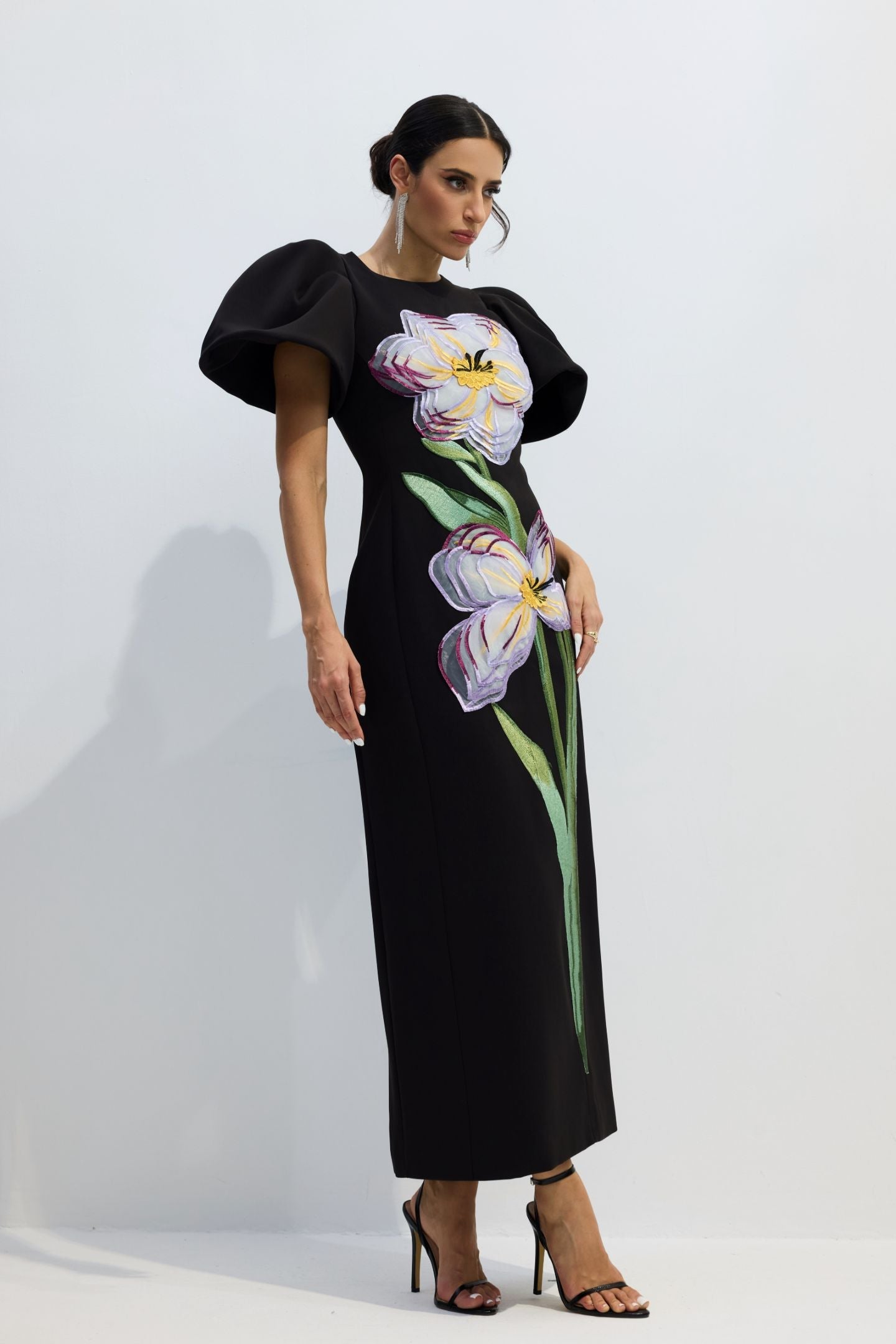 Round Neck 3D Floral Dress