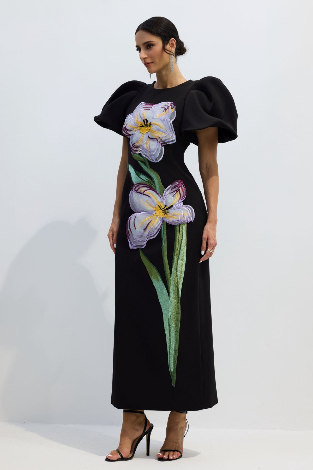 Round Neck 3D Floral Dress
