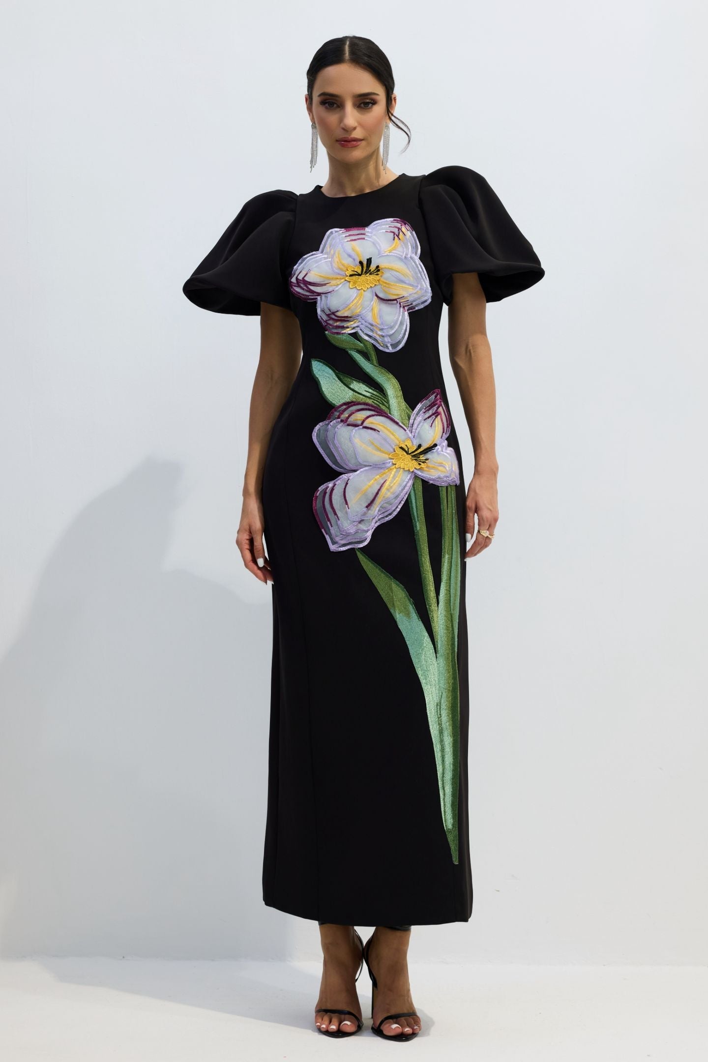Round Neck 3D Floral Dress
