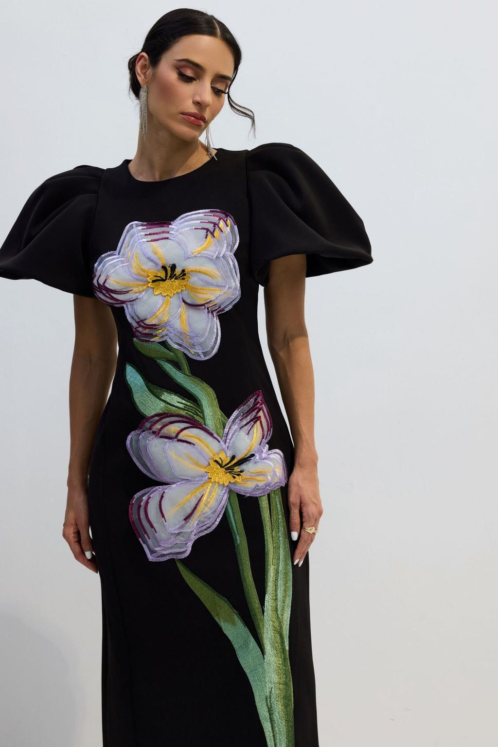 Round Neck 3D Floral Dress