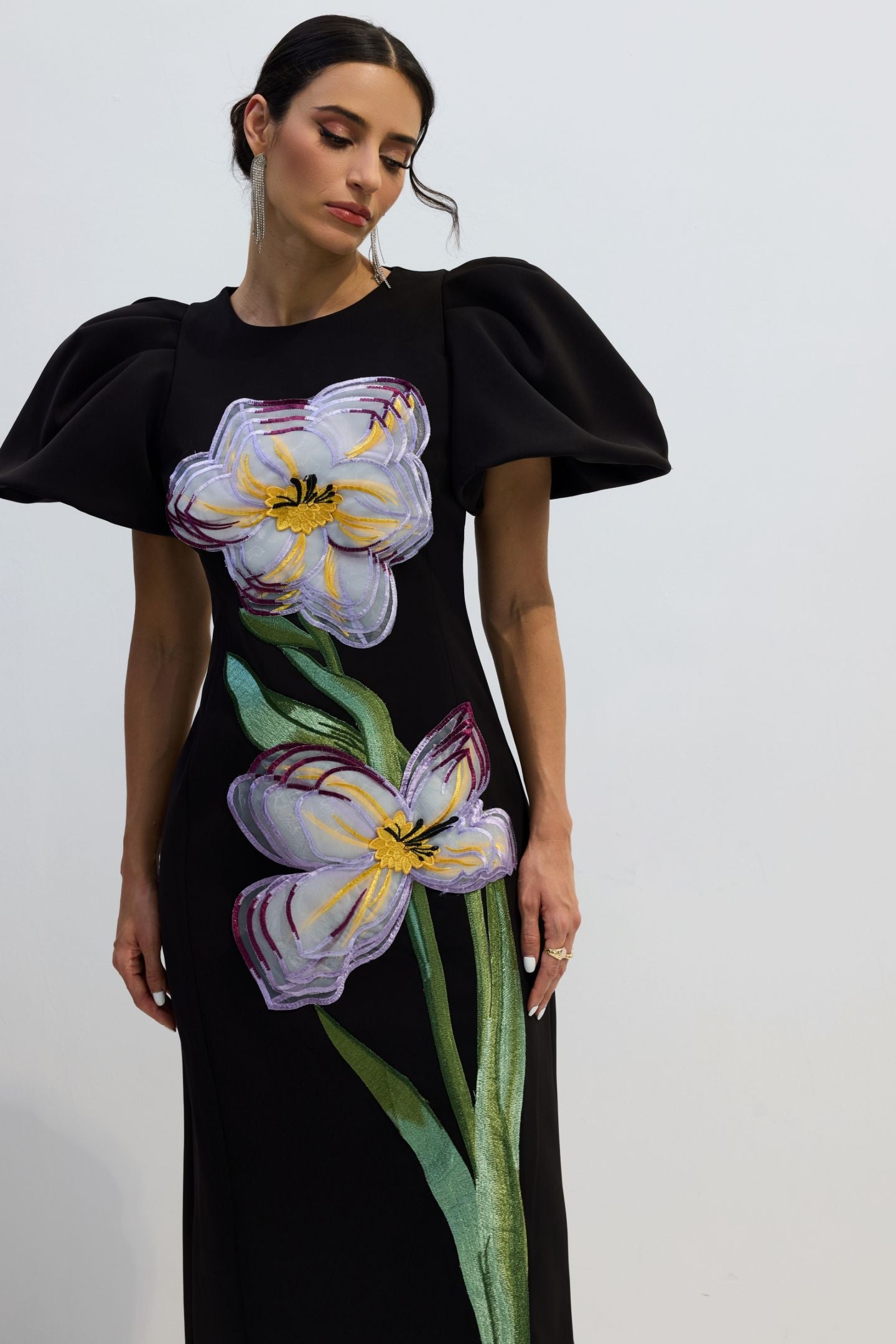 Round Neck 3D Floral Dress