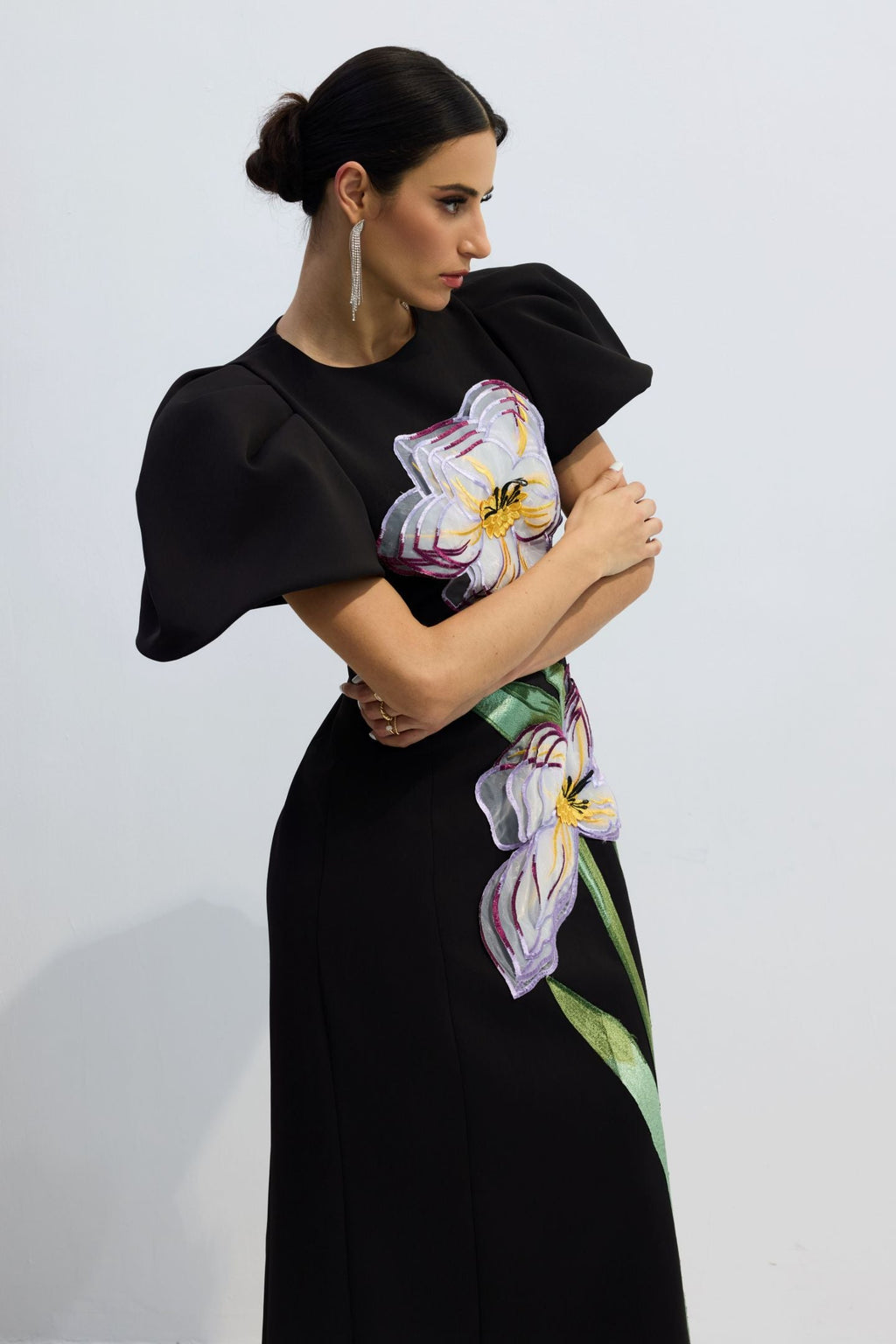 Round Neck 3D Floral Dress