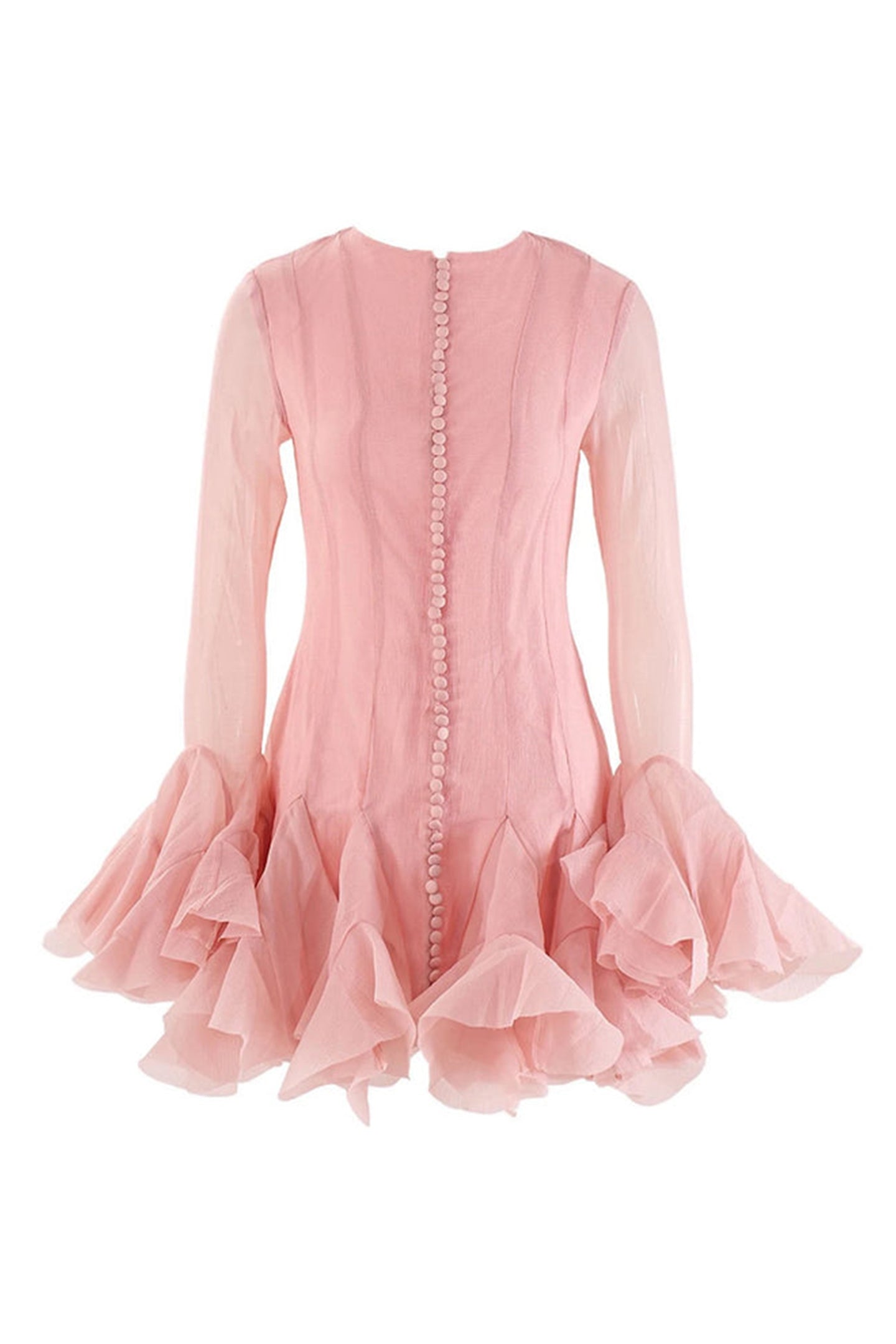 Round Neck Sheer Fitted Party Mini