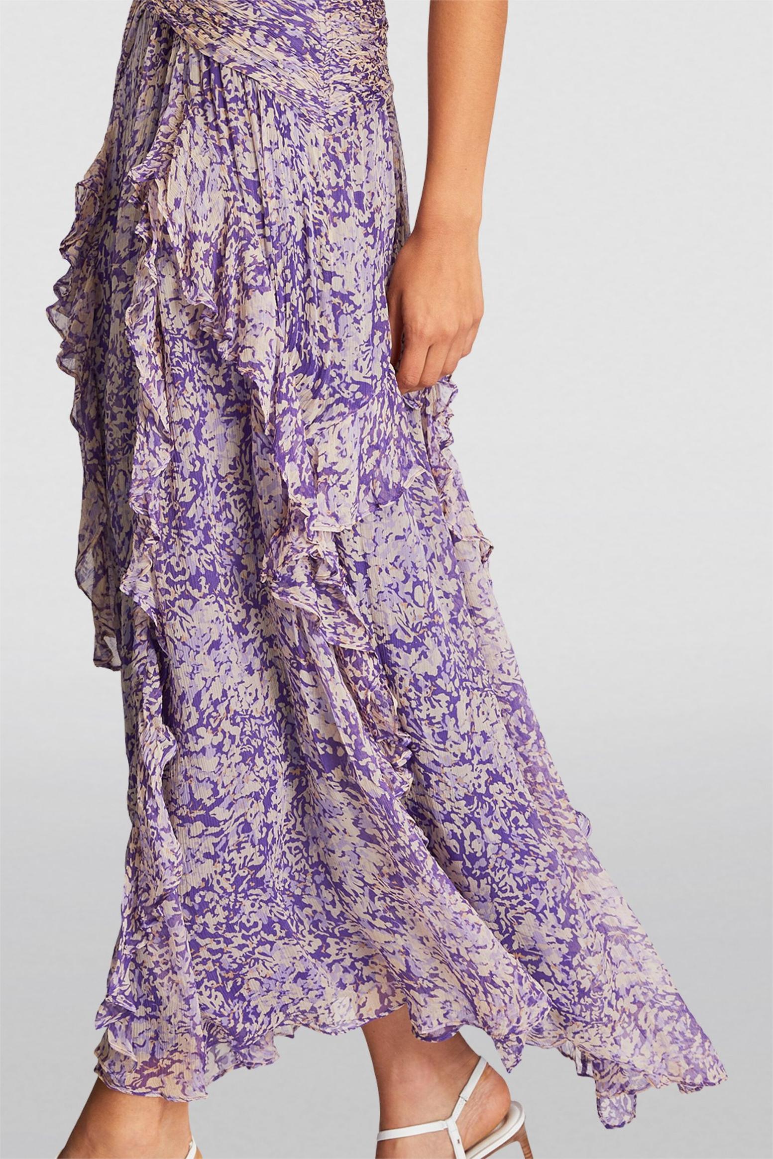 Crew Neck Chiffon Ruffle Dress