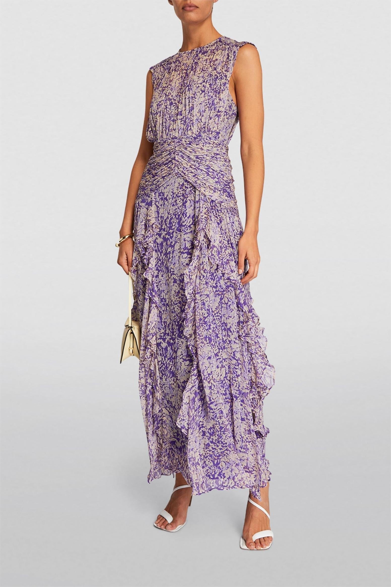 Crew Neck Chiffon Ruffle Dress