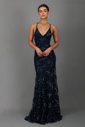 Sequin V-Neck Backless Gown