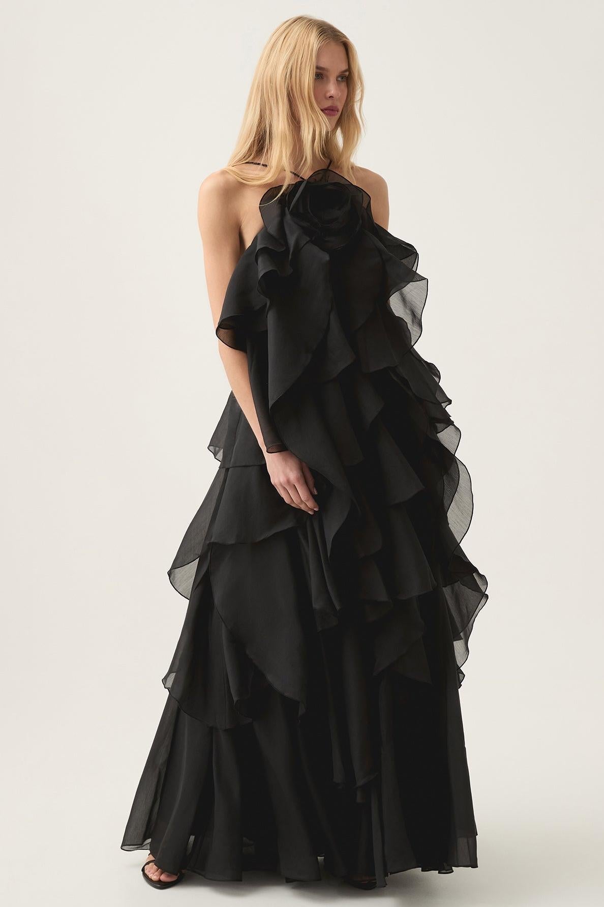 Frilled Halter Vacation Maxi