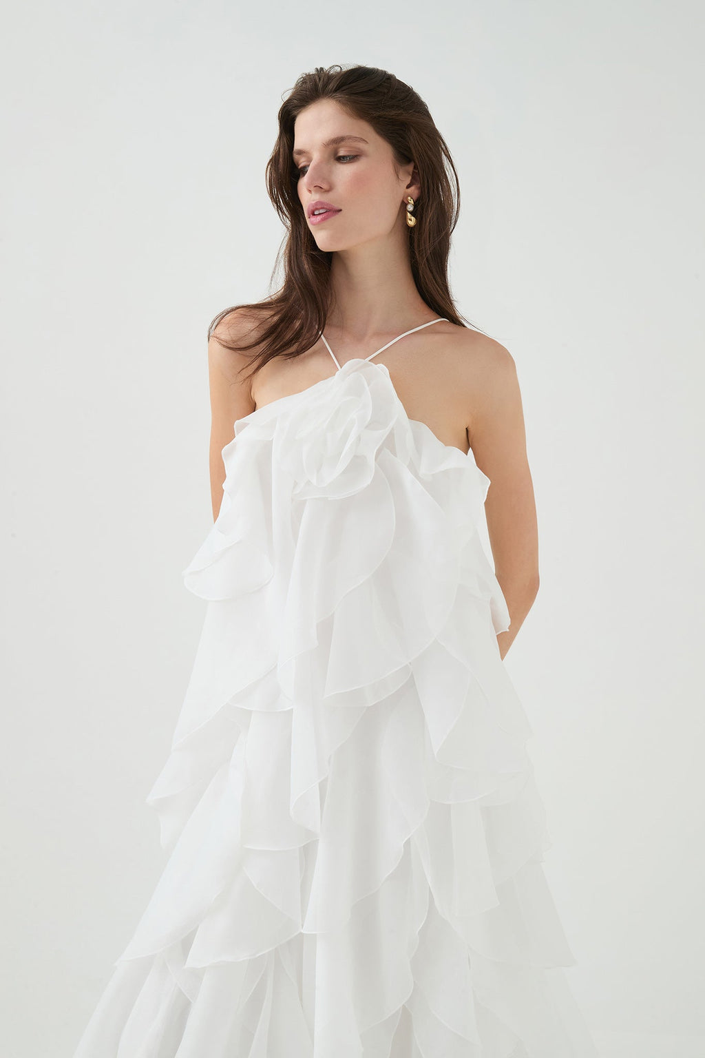 Frilled Halter Vacation Maxi