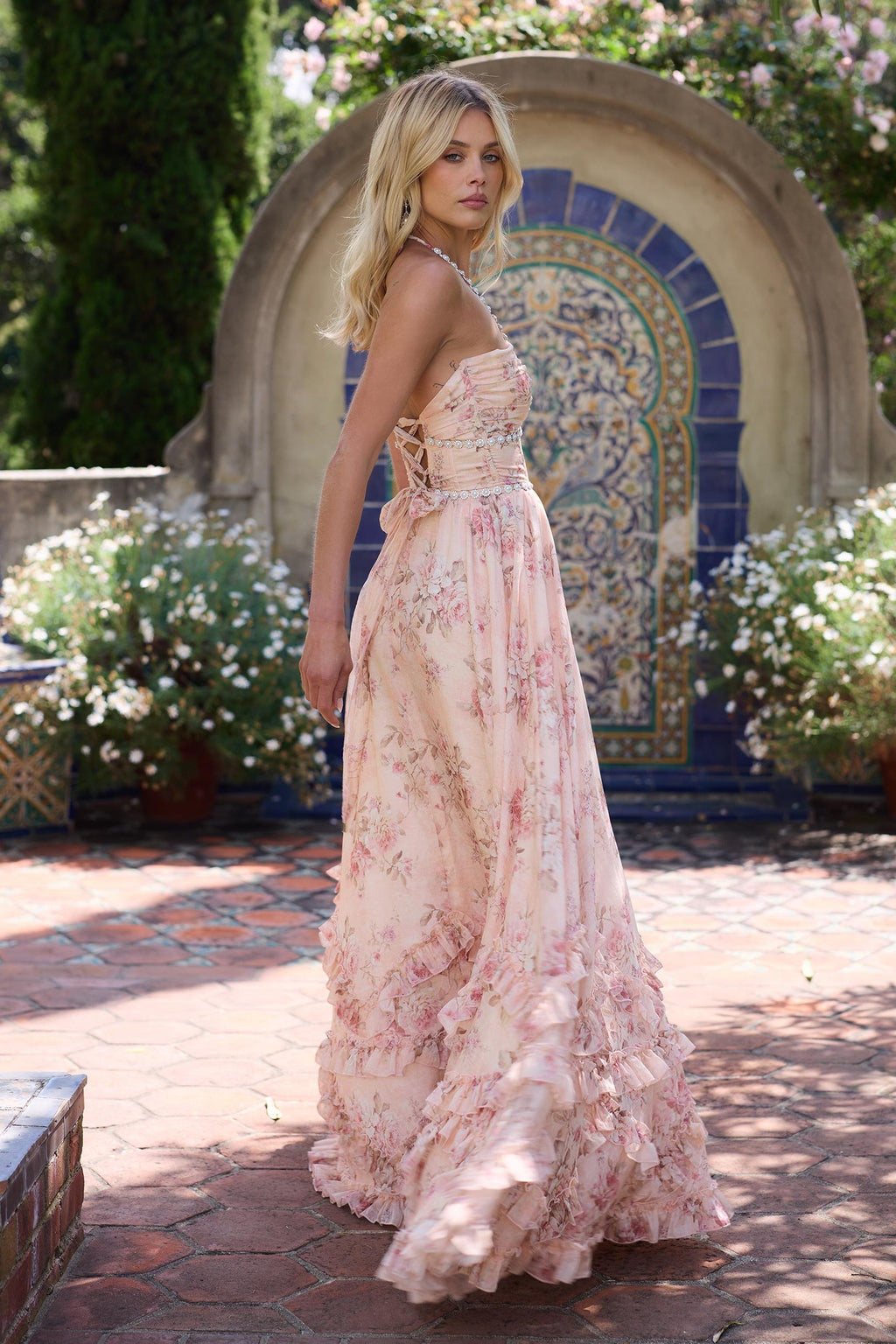 Pink Floral Maxi Dress