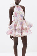 Ruffle Pink Halter Mini Dress