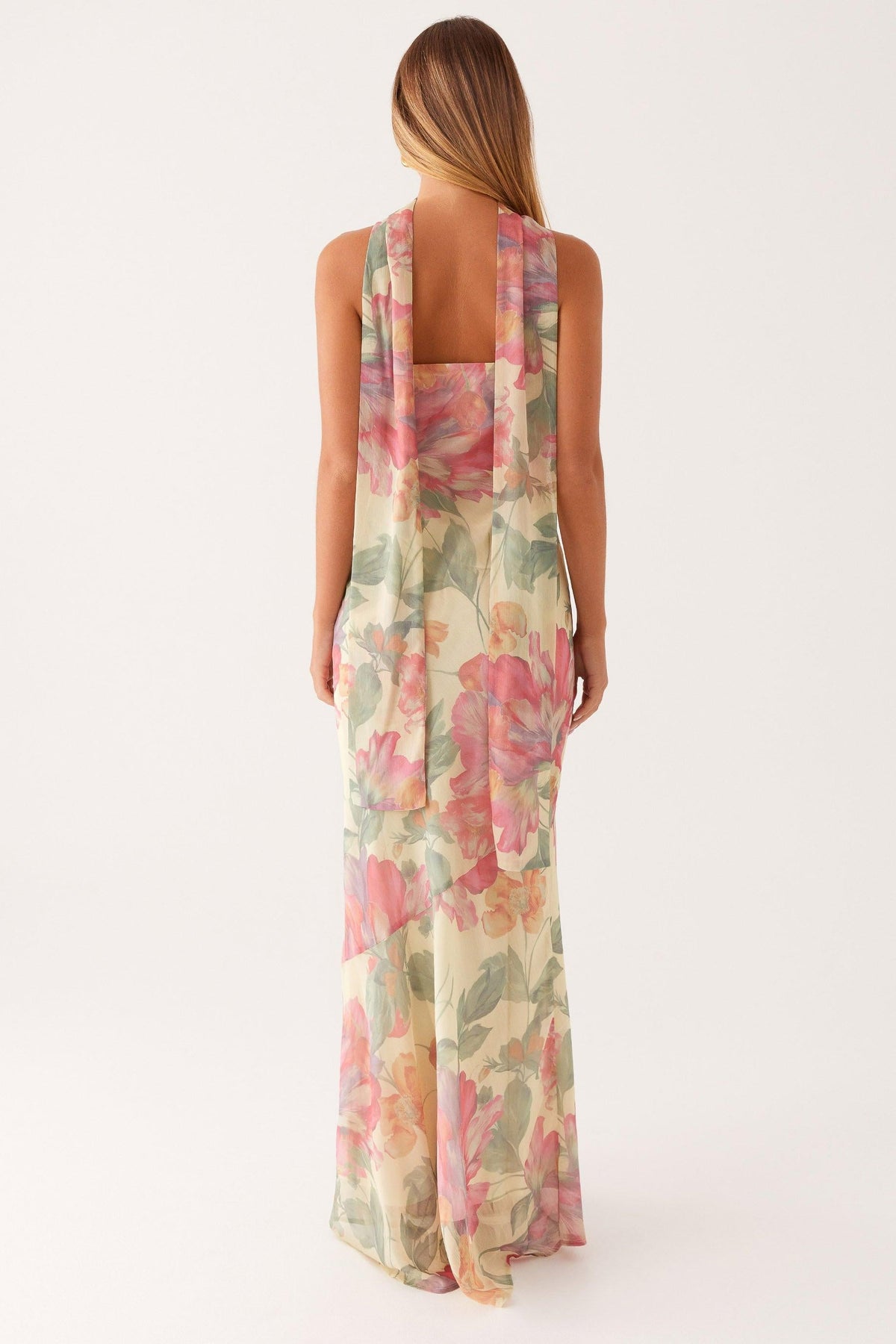 Yellow Chiffon Strapless Maxi