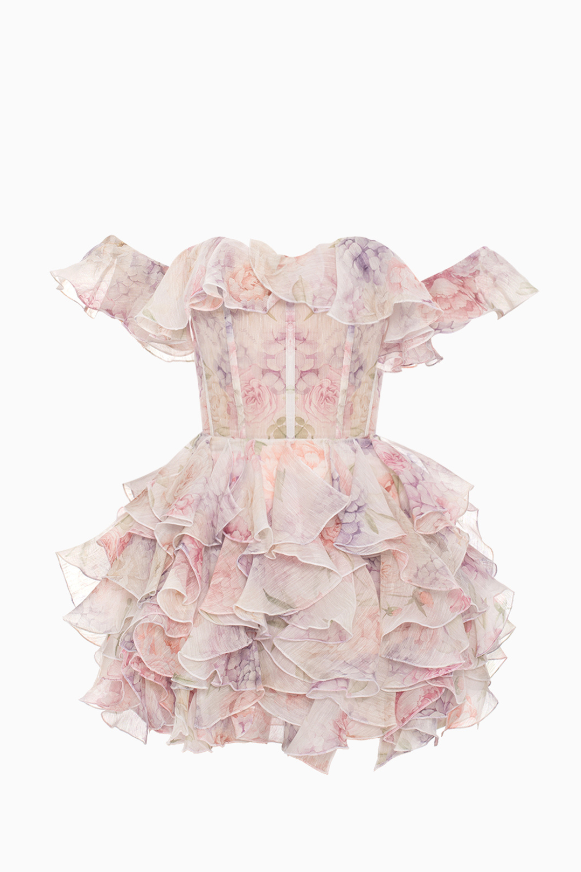 Off-Shoulder Pink Floral Dress