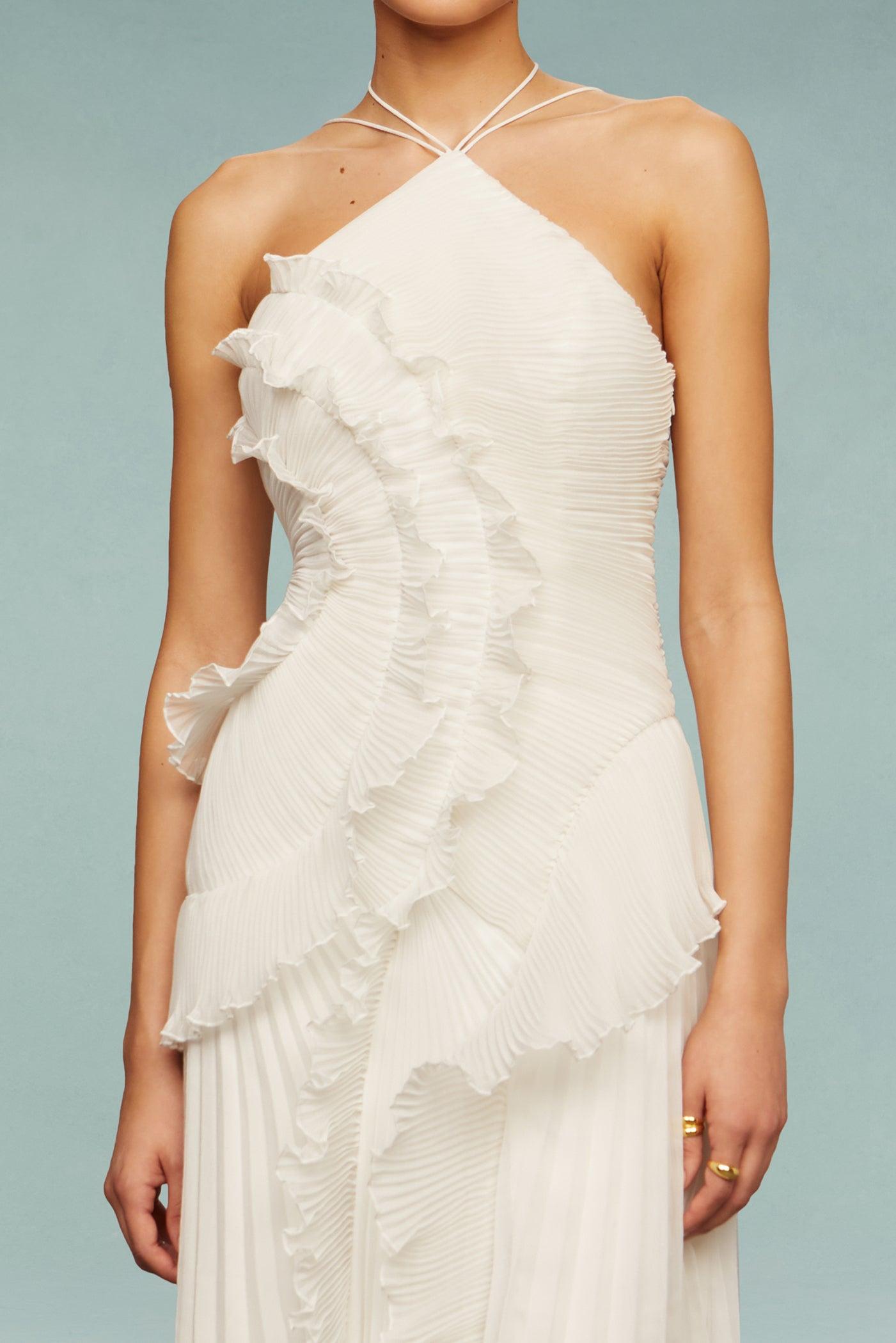 Frilled Sleeveless Pink Midi