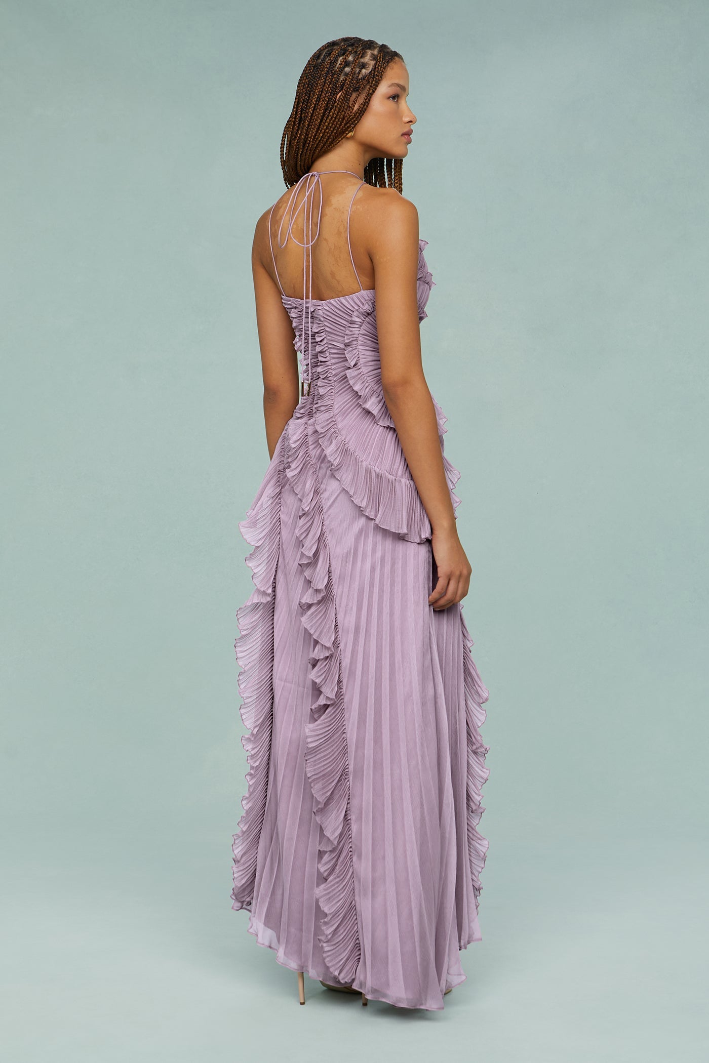 Frilled Sleeveless Pink Midi