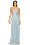 Blue Splice Off-Shoulder Maxi
