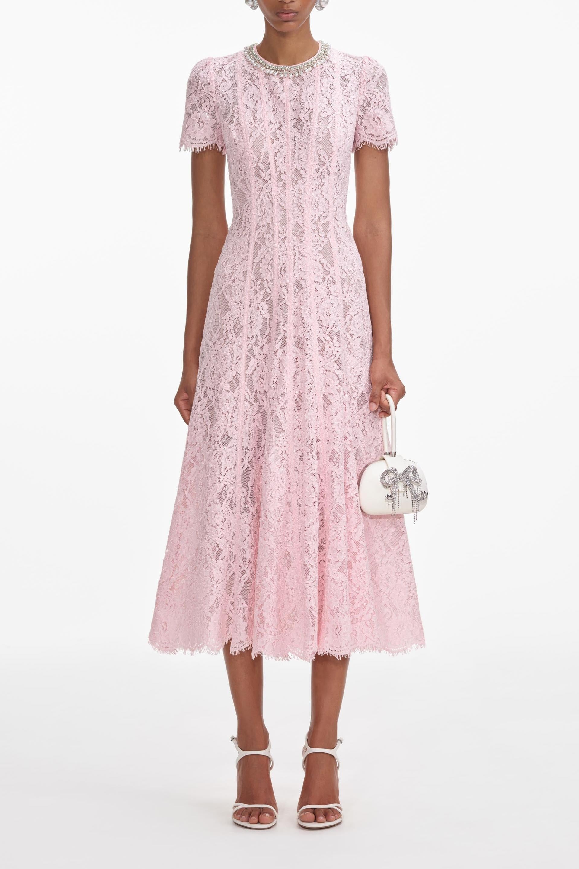 Rose Pink Lace Vacation Dress