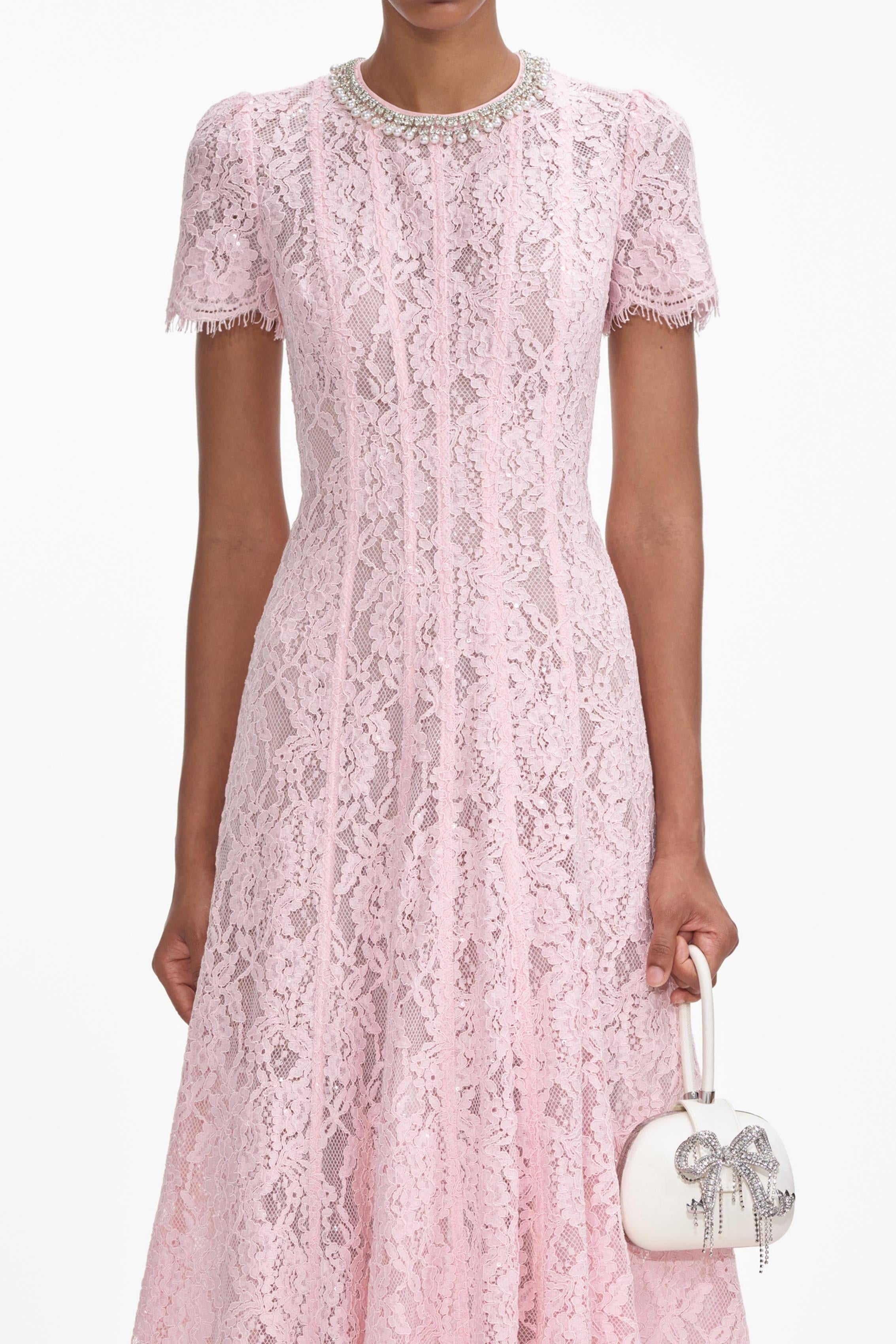 Rose Pink Lace Vacation Dress