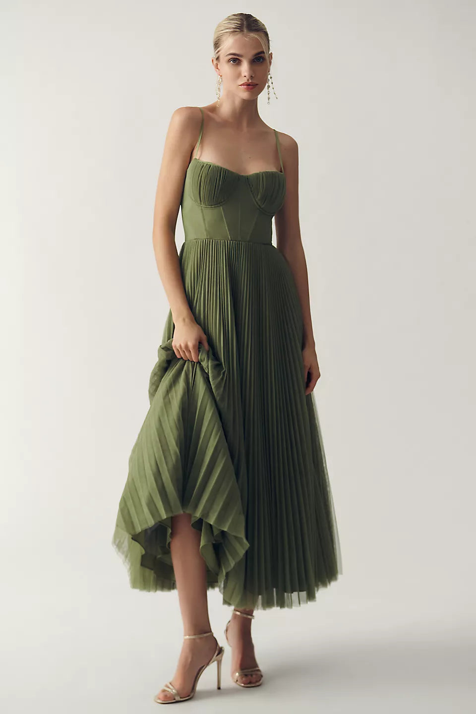 Lightweight Solid Green Midi