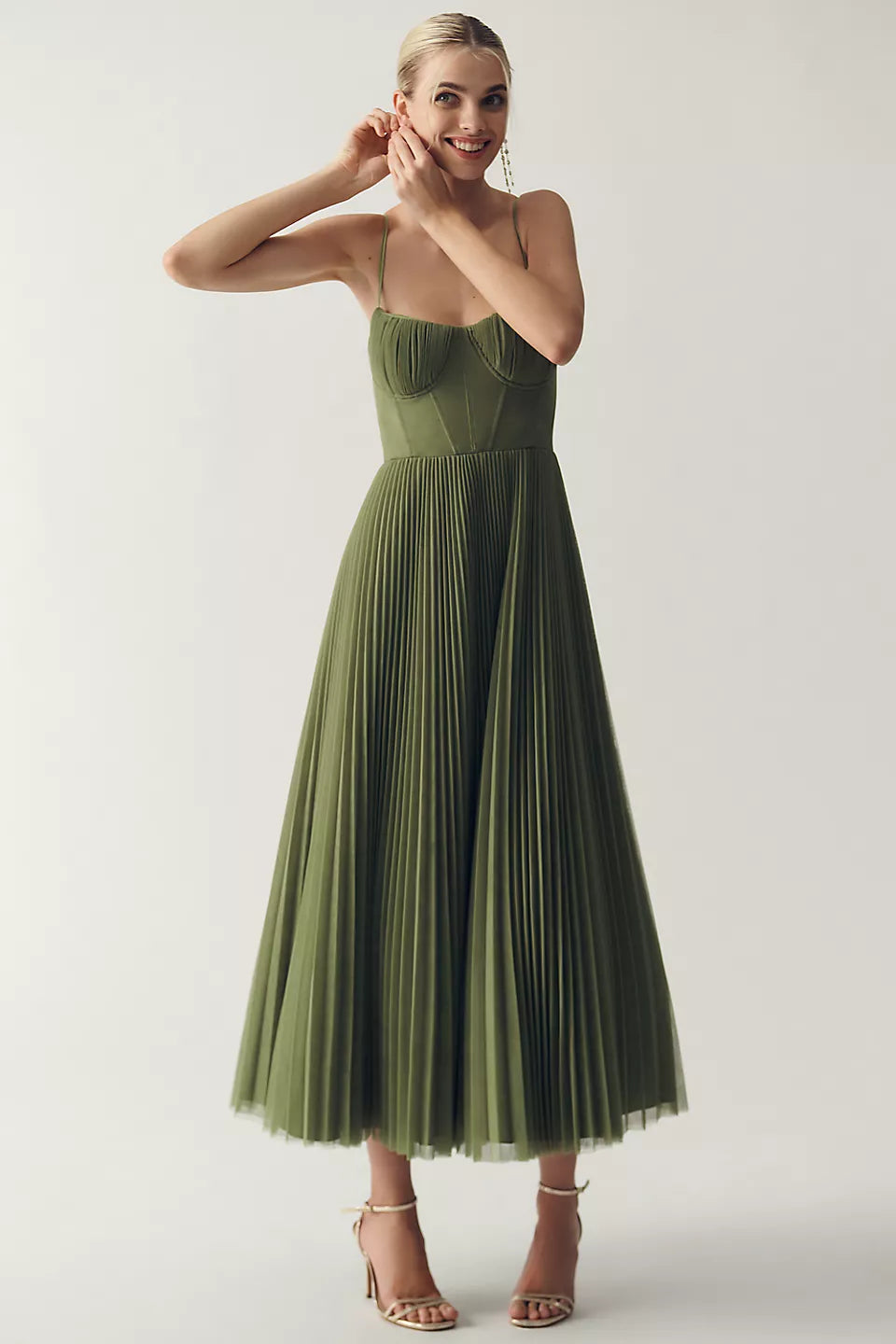 Lightweight Solid Green Midi