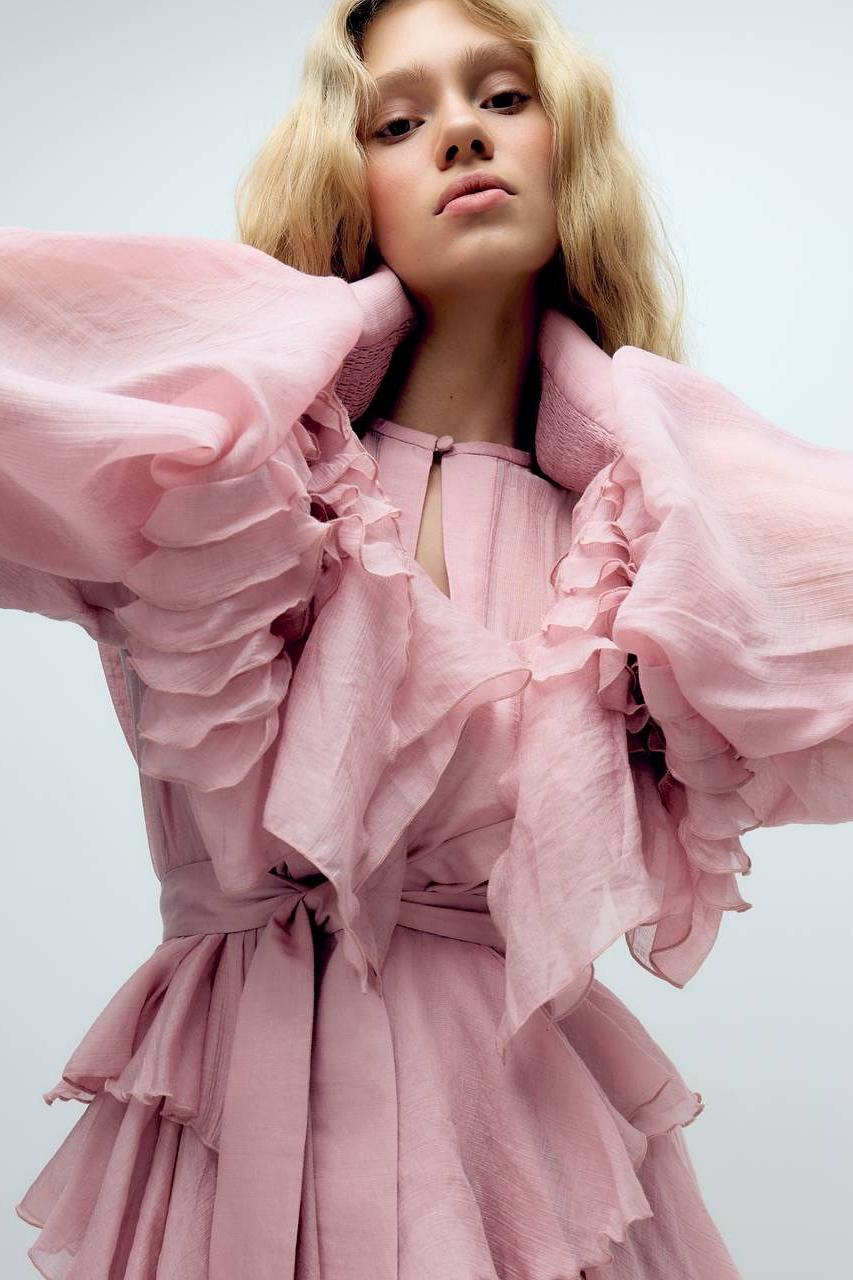 Fitted Pink Polyester Gown
