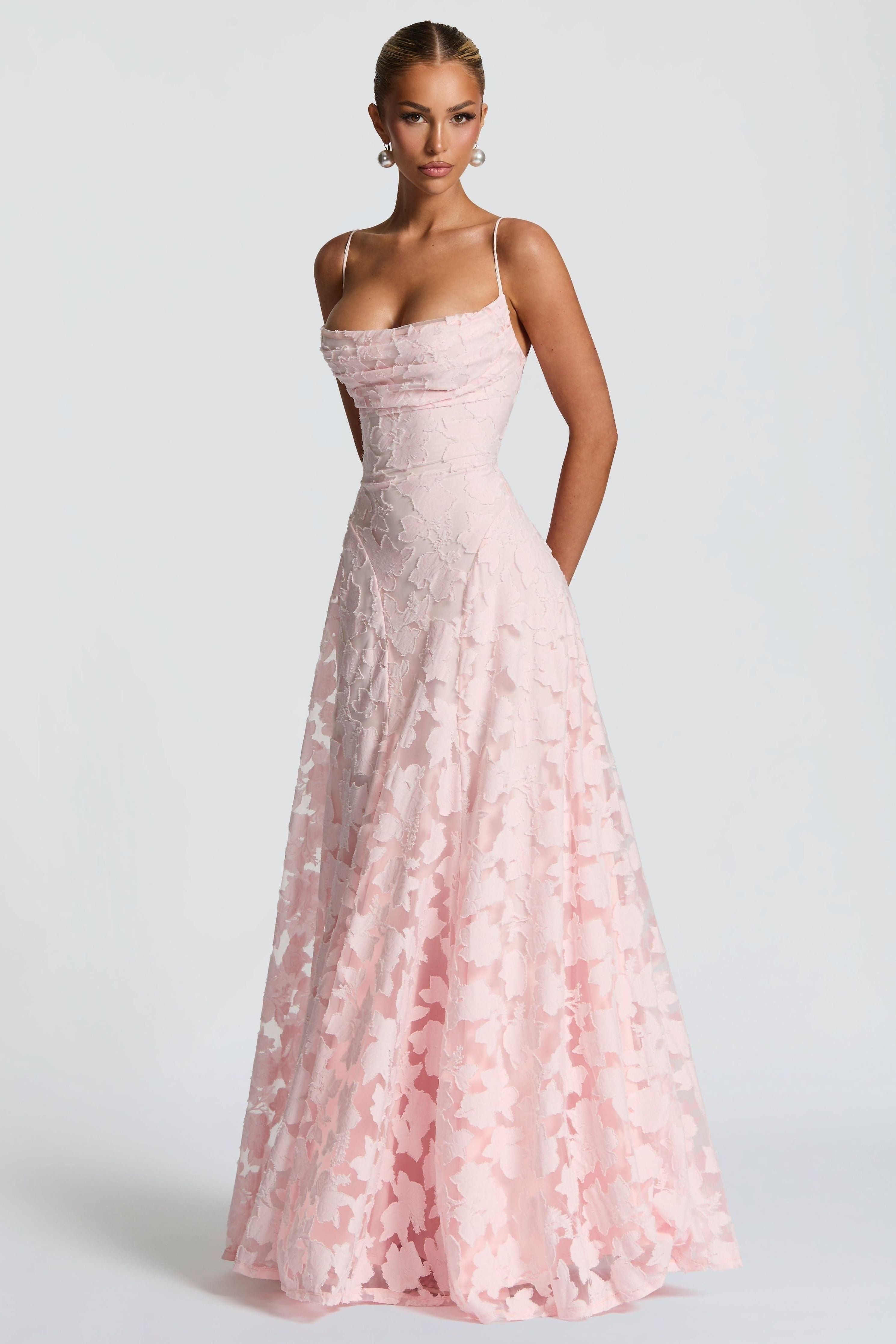 Burn-Out Tie-Up Slip Maxi Dress