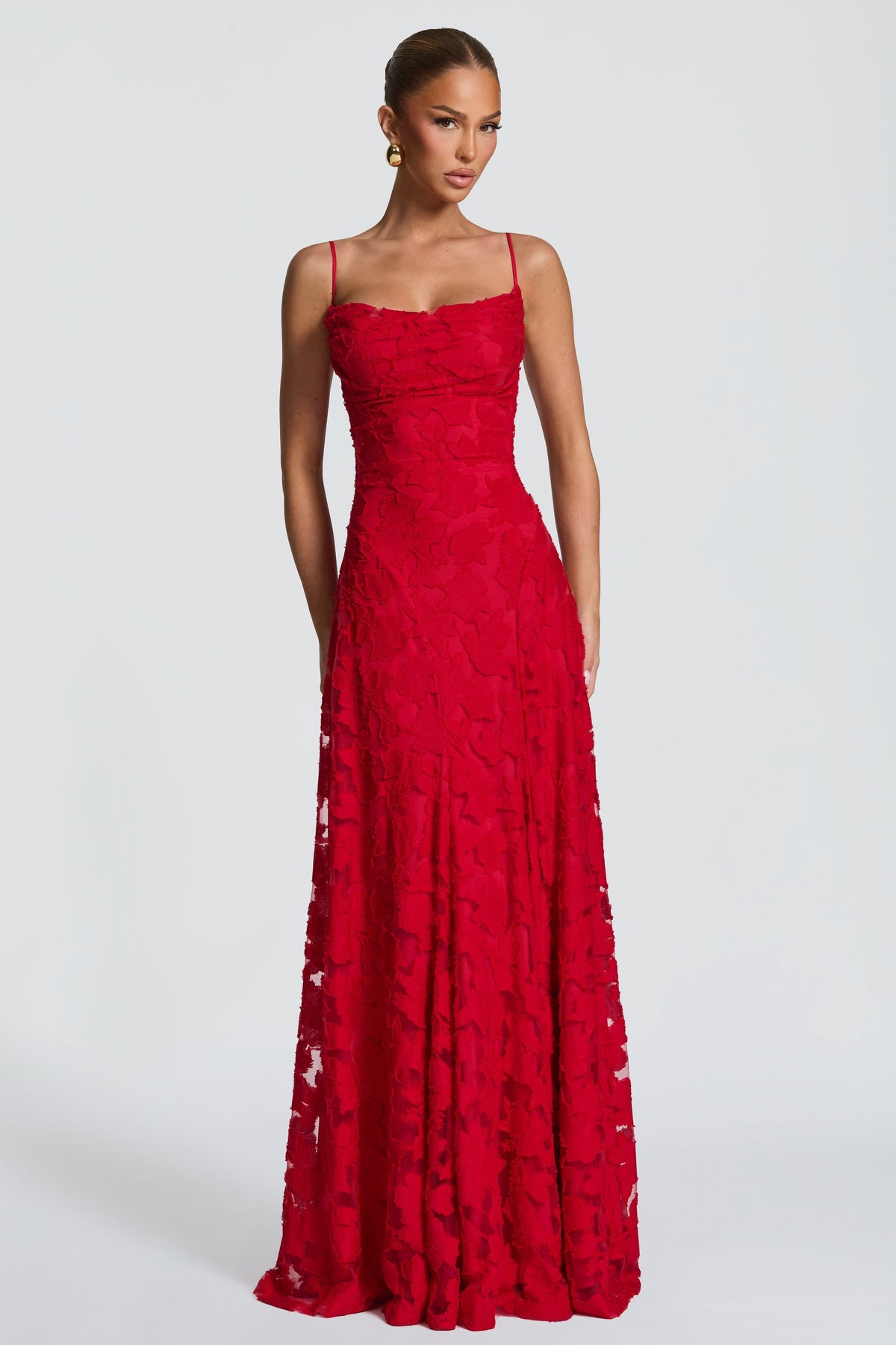 Burn-Out Tie-Up Slip Maxi Dress