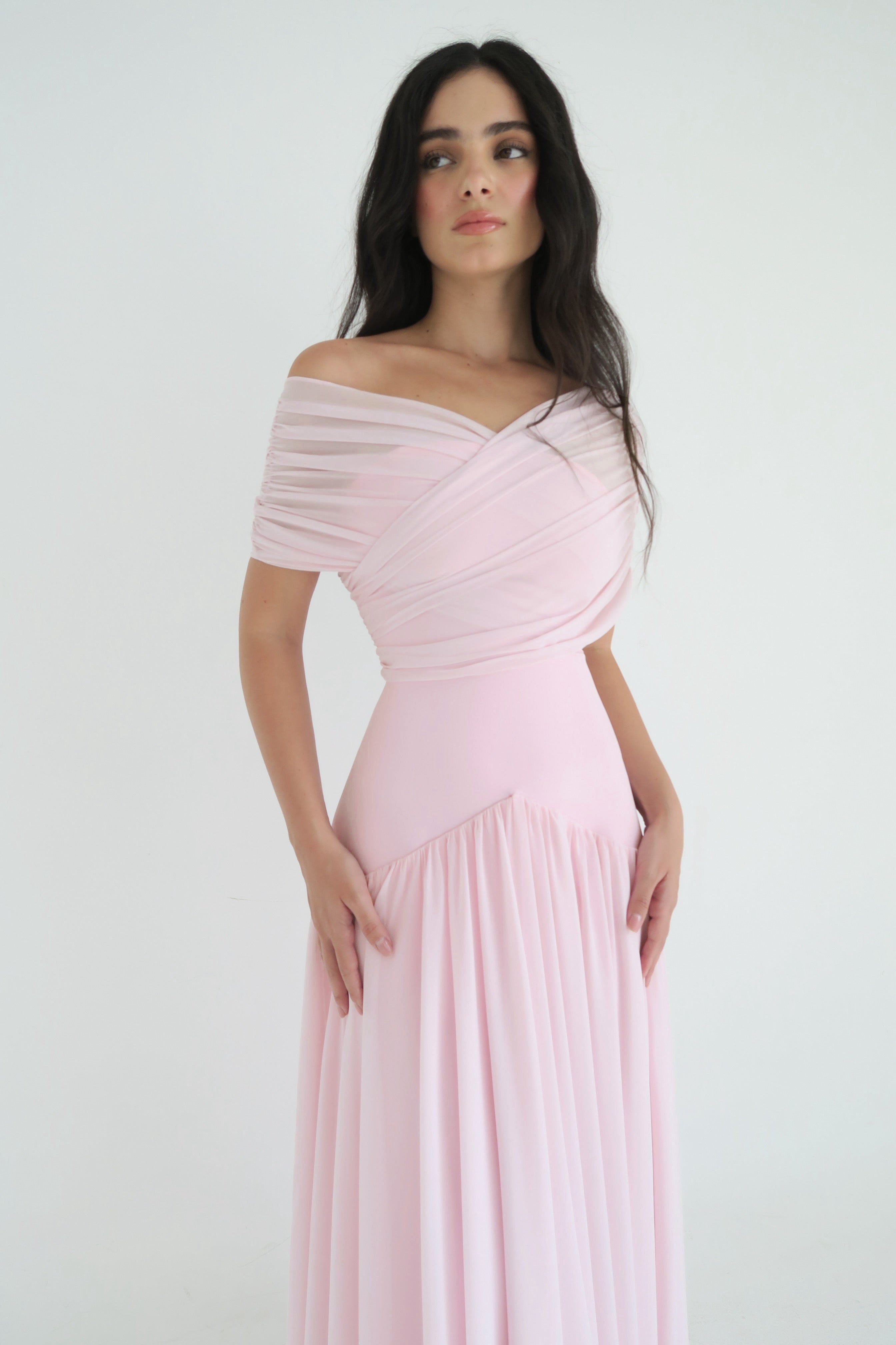 High-Stretch Crisscross Sleeve Midi