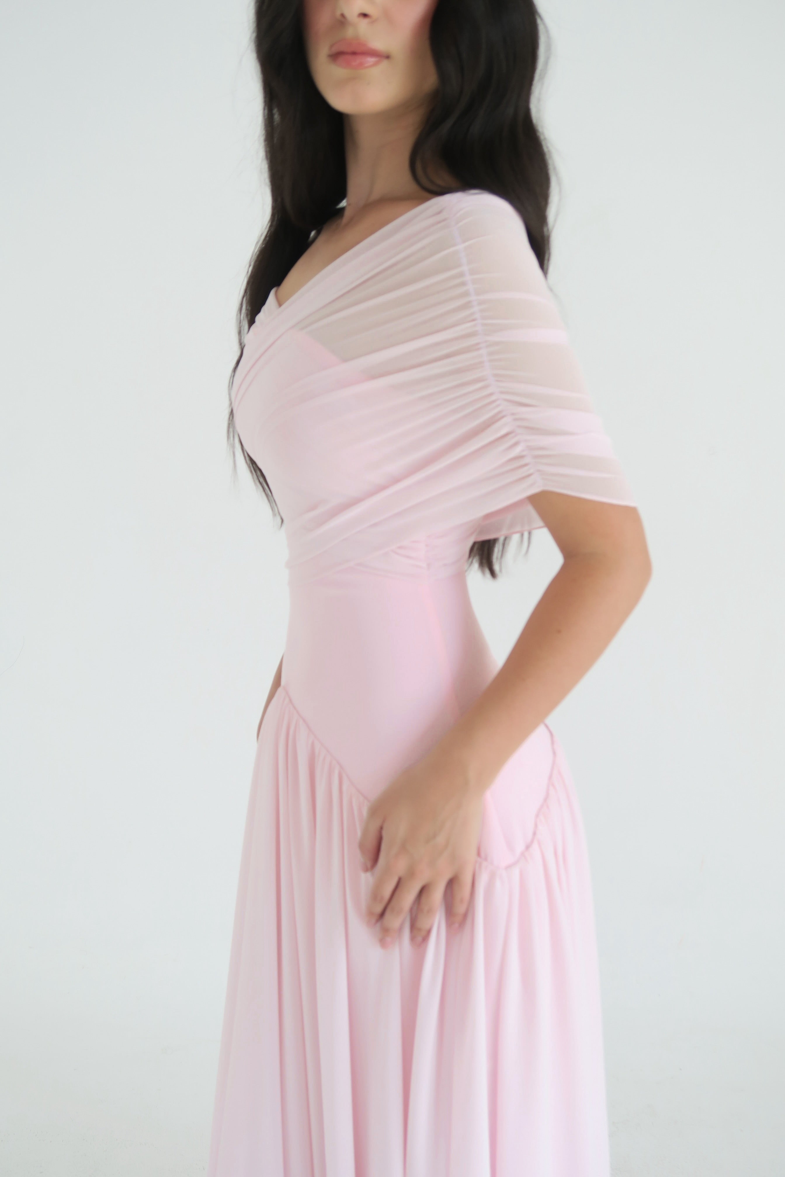 High-Stretch Crisscross Sleeve Midi