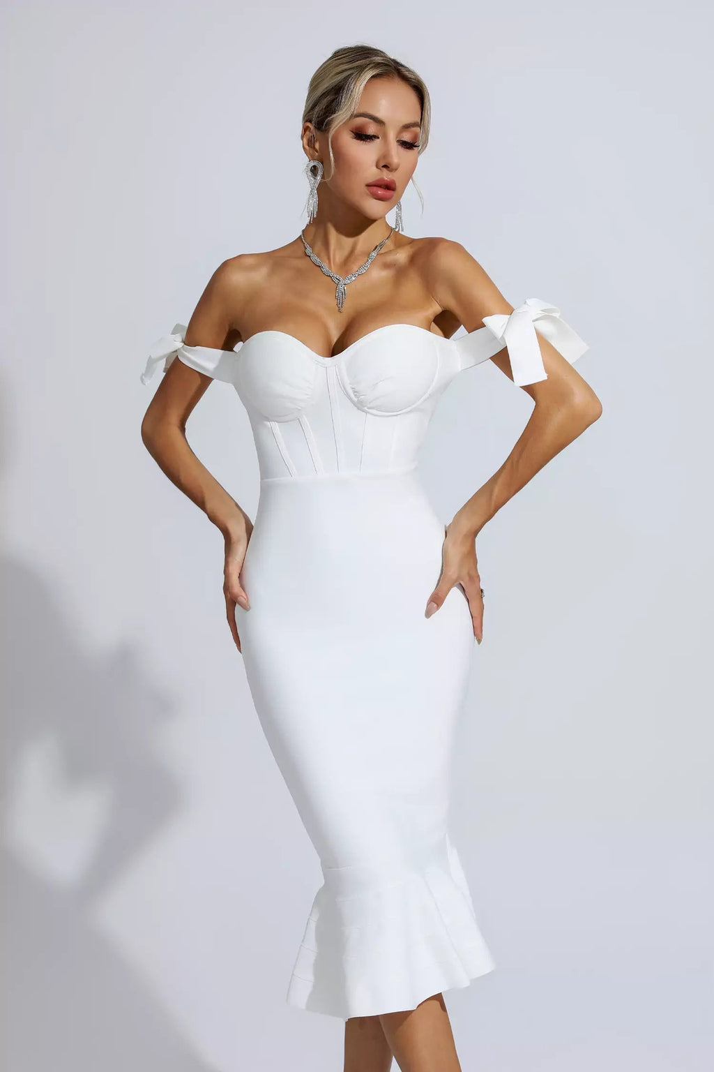 Ruched Bow Detail Midi