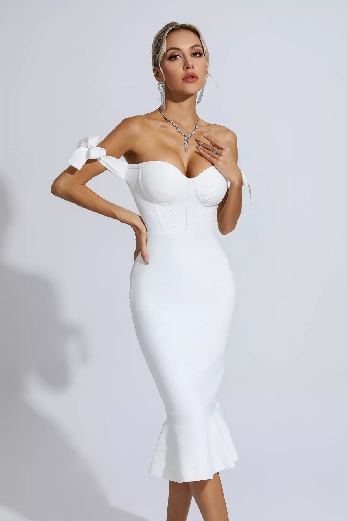 Ruched Bow Detail Midi