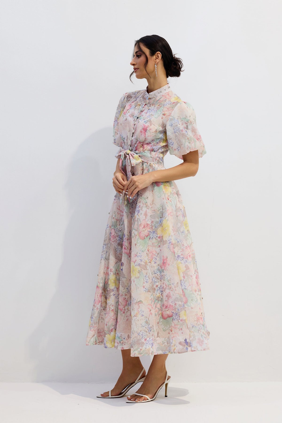 Crystal Button Puff A-Line