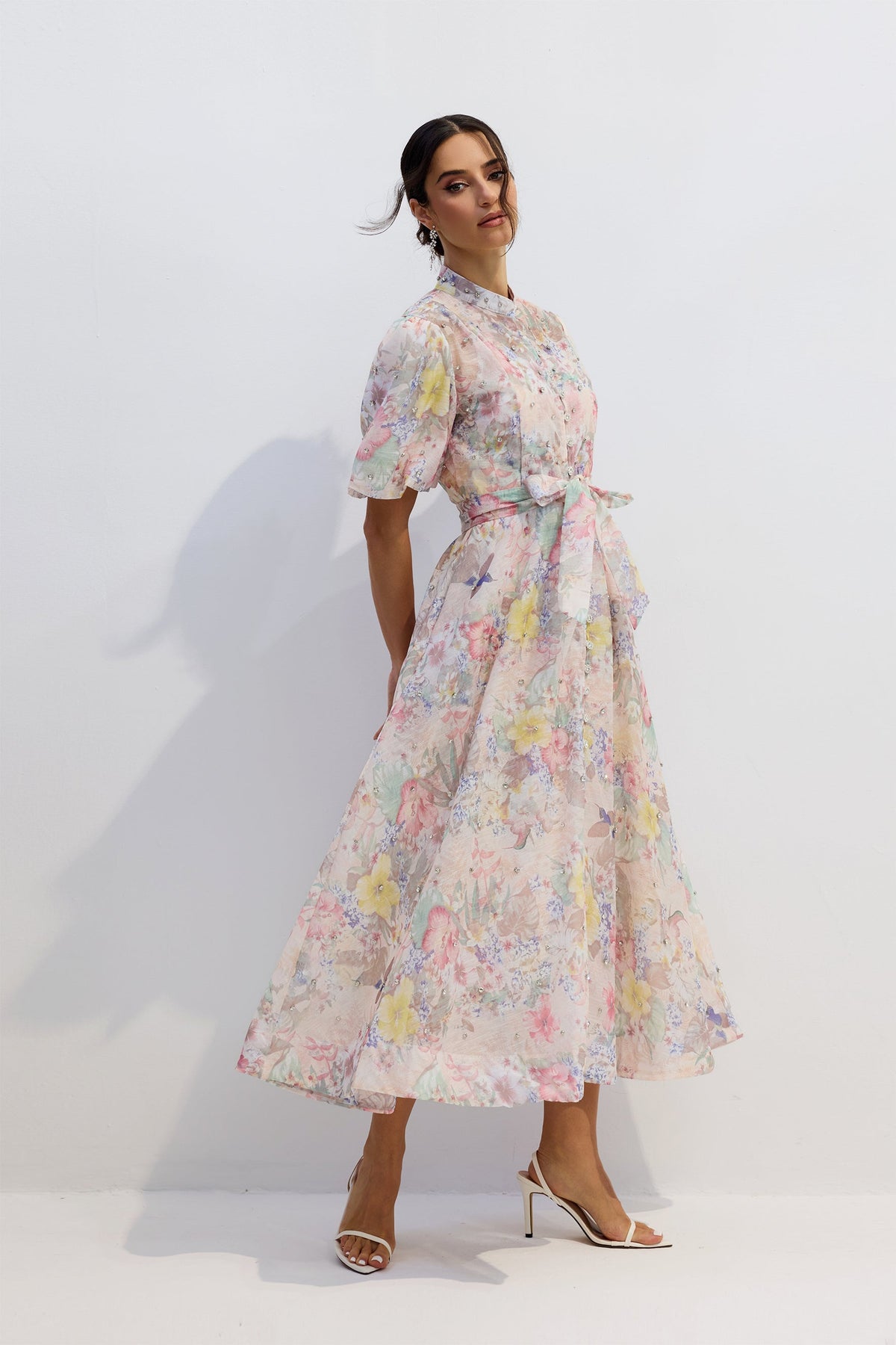 Crystal Button Puff A-Line