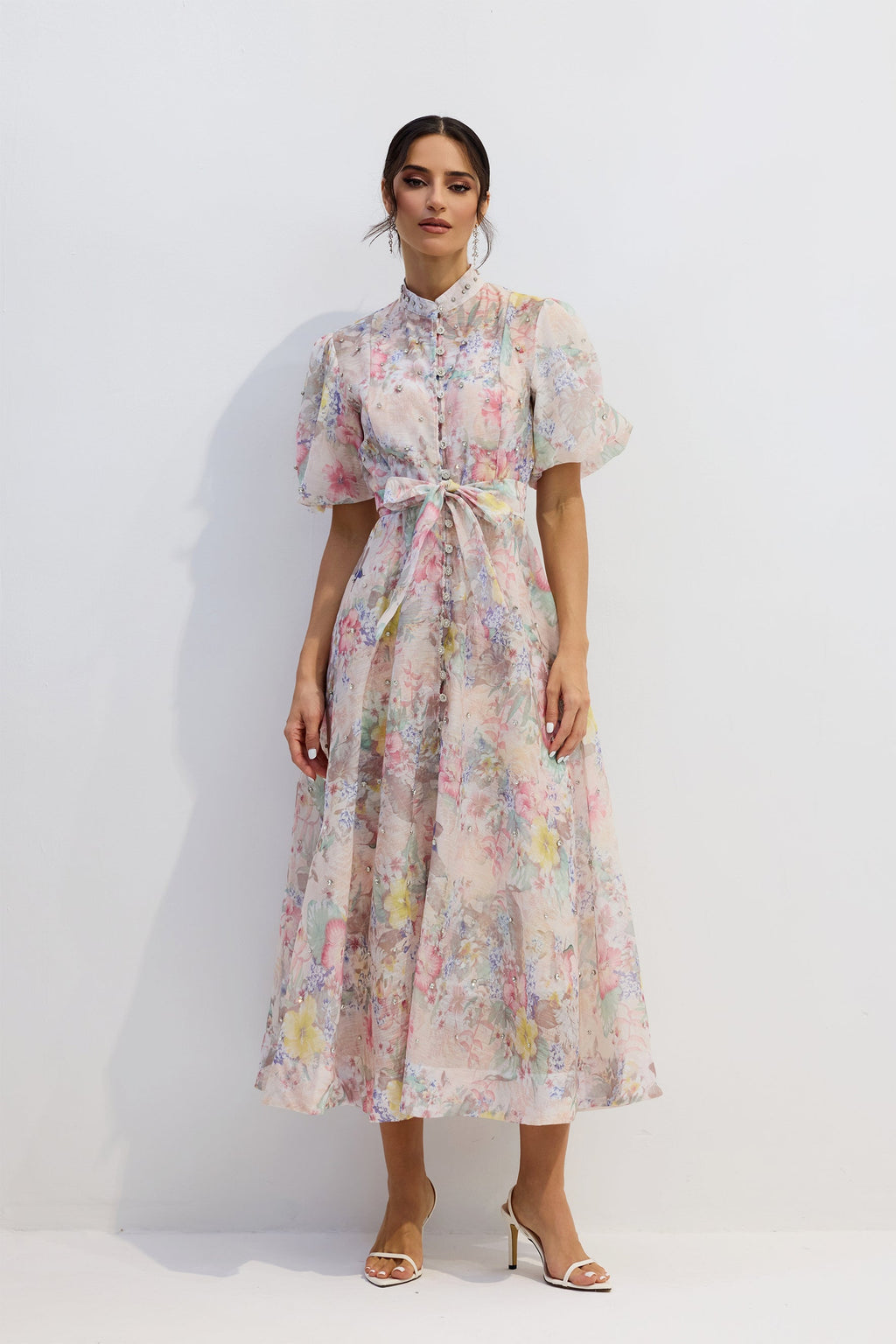 Crystal Button Puff A-Line