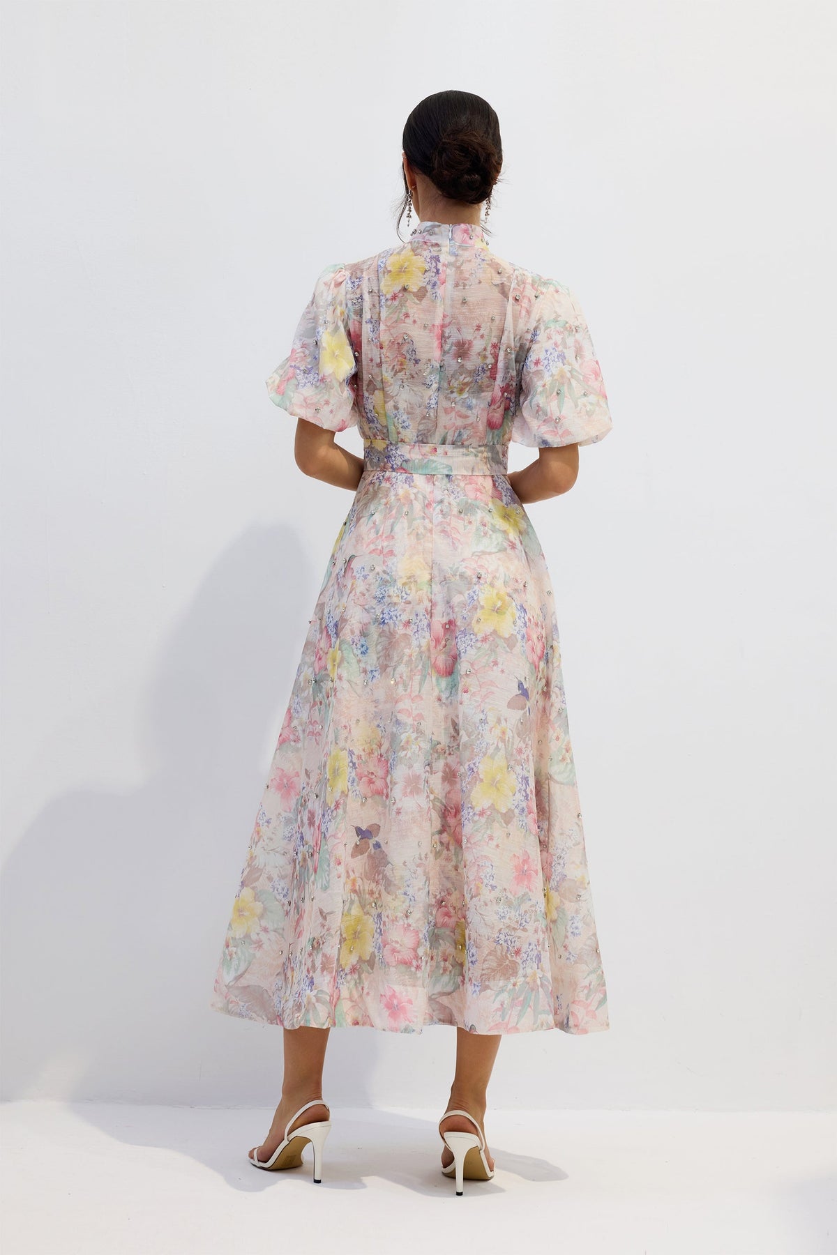Crystal Button Puff A-Line