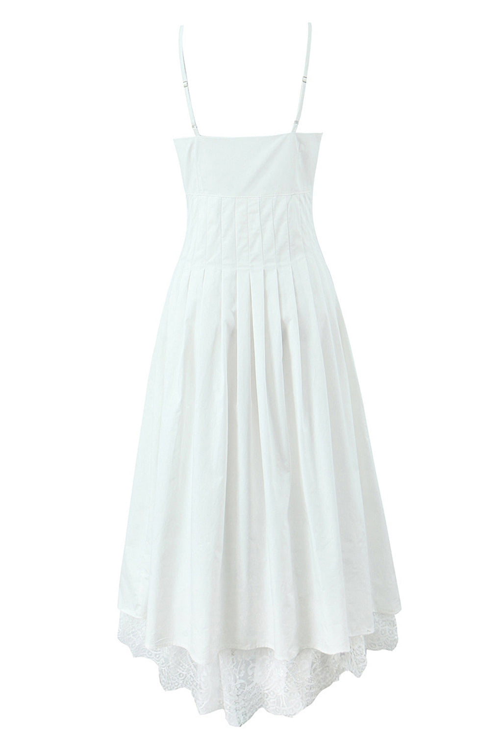 Spaghetti Strap V-Neck Pleat Midi