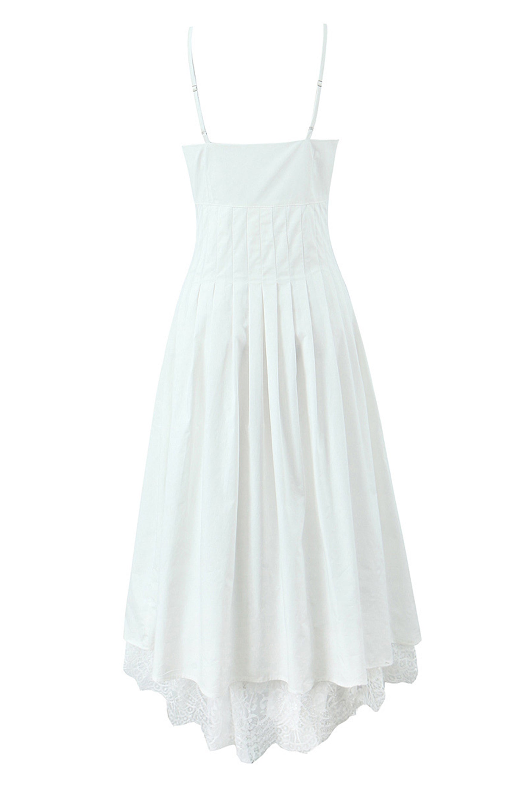 Spaghetti Strap V-Neck Pleat Midi