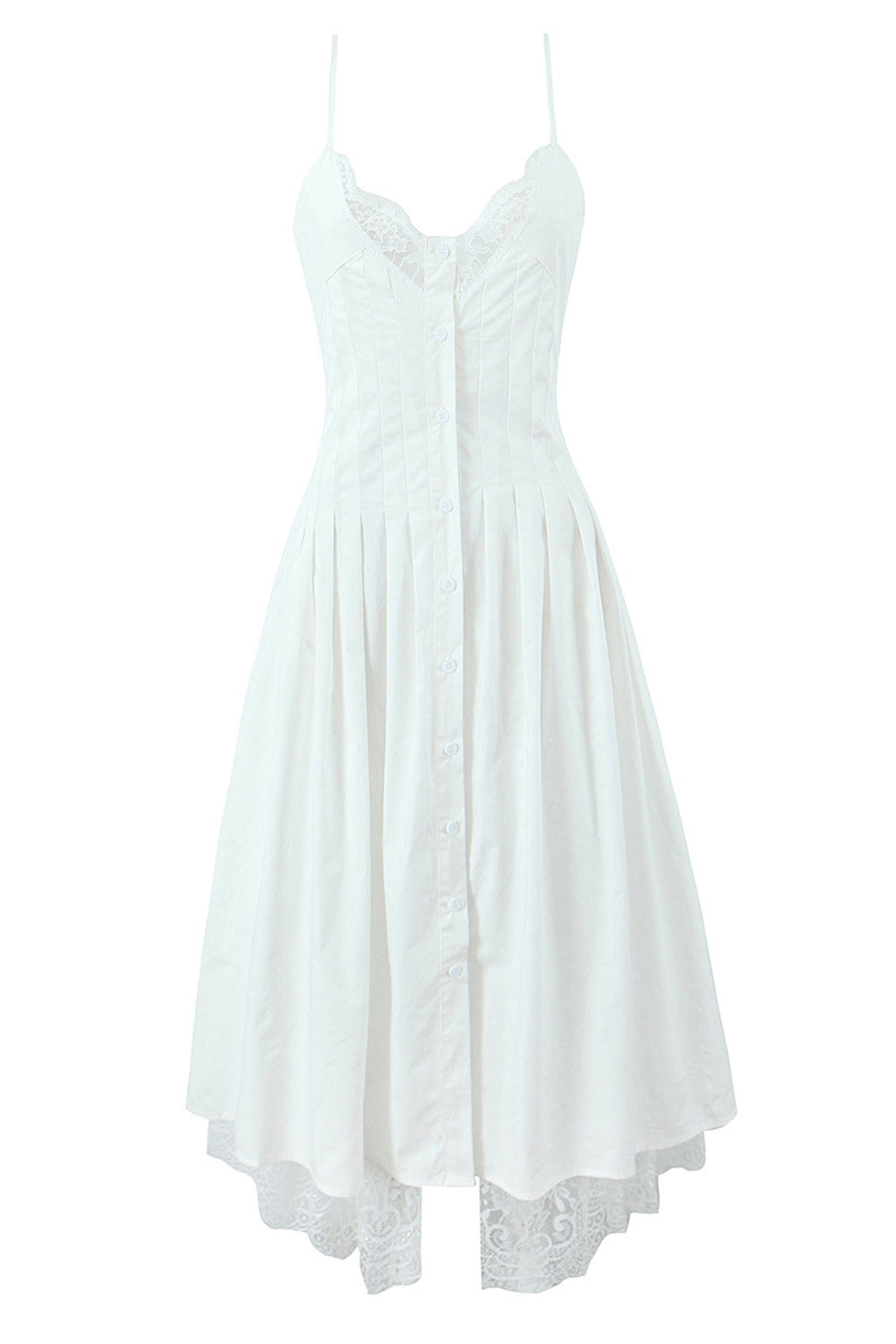 Spaghetti Strap V-Neck Pleat Midi